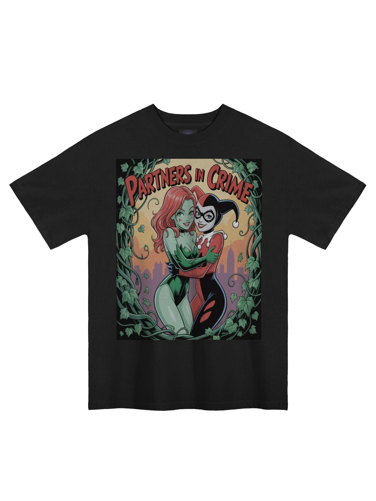 Partners in Crime: Poison Ivy & Harley Quinn Verdant Vows Oversized Faded Unisex T-Shirt product image (3)