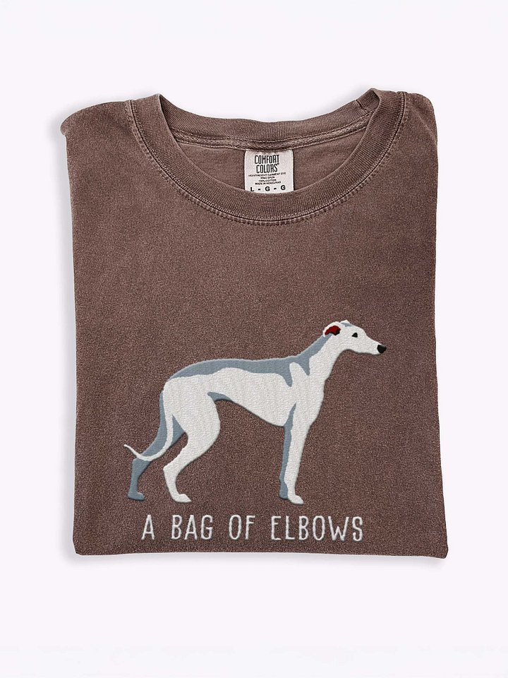 A Bag of Elbows T-Shirt(Embroidered) of a Greyhound(White) product image (1)