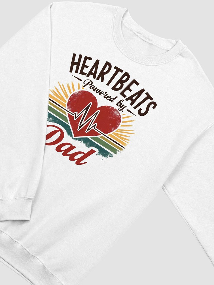 stethoscope heart shape, ekg Heartbeats Powered by Dad Crewneck Sweatshirt product image (6)