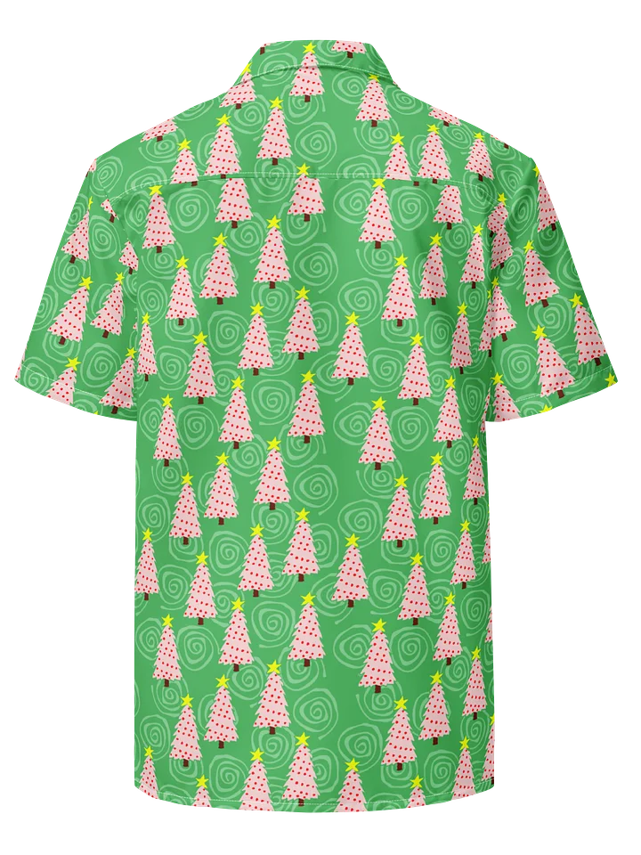 Pink Christmas Trees on Mint Green Oversized Button-Down Shirt product image (2)