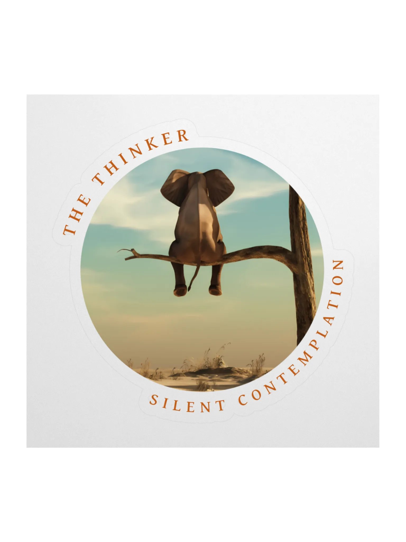 The Thinker Elephant Kiss Cut Sticker product image (1)