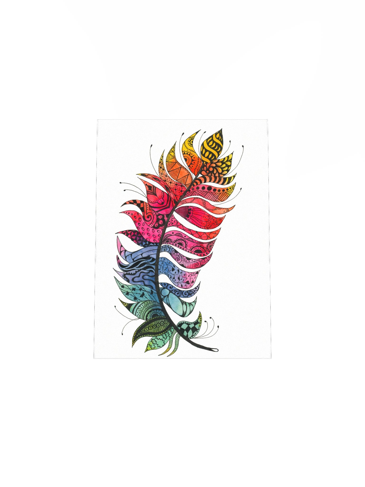 Vibrant Zentangle Feather Print product image (26)