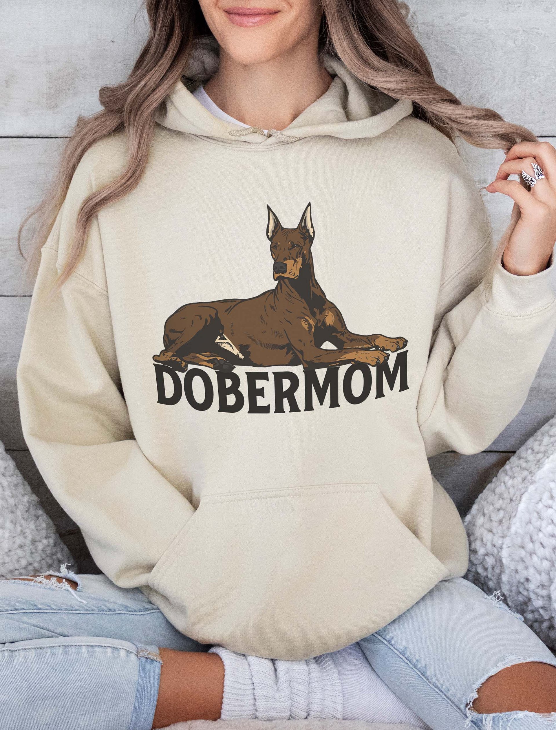 Dobermom Hooded Sweatshirt of a Doberman(Red) | Funny Hoodie for Doberman Moms product image (2)