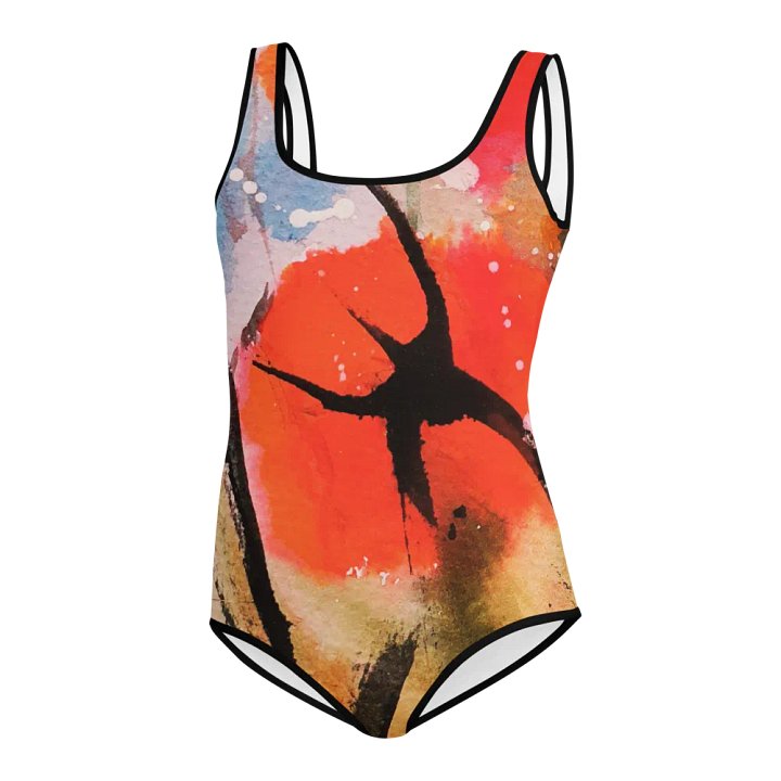 orginal painting printed on swimsuit, watercolour poppies, abstract product image (2)