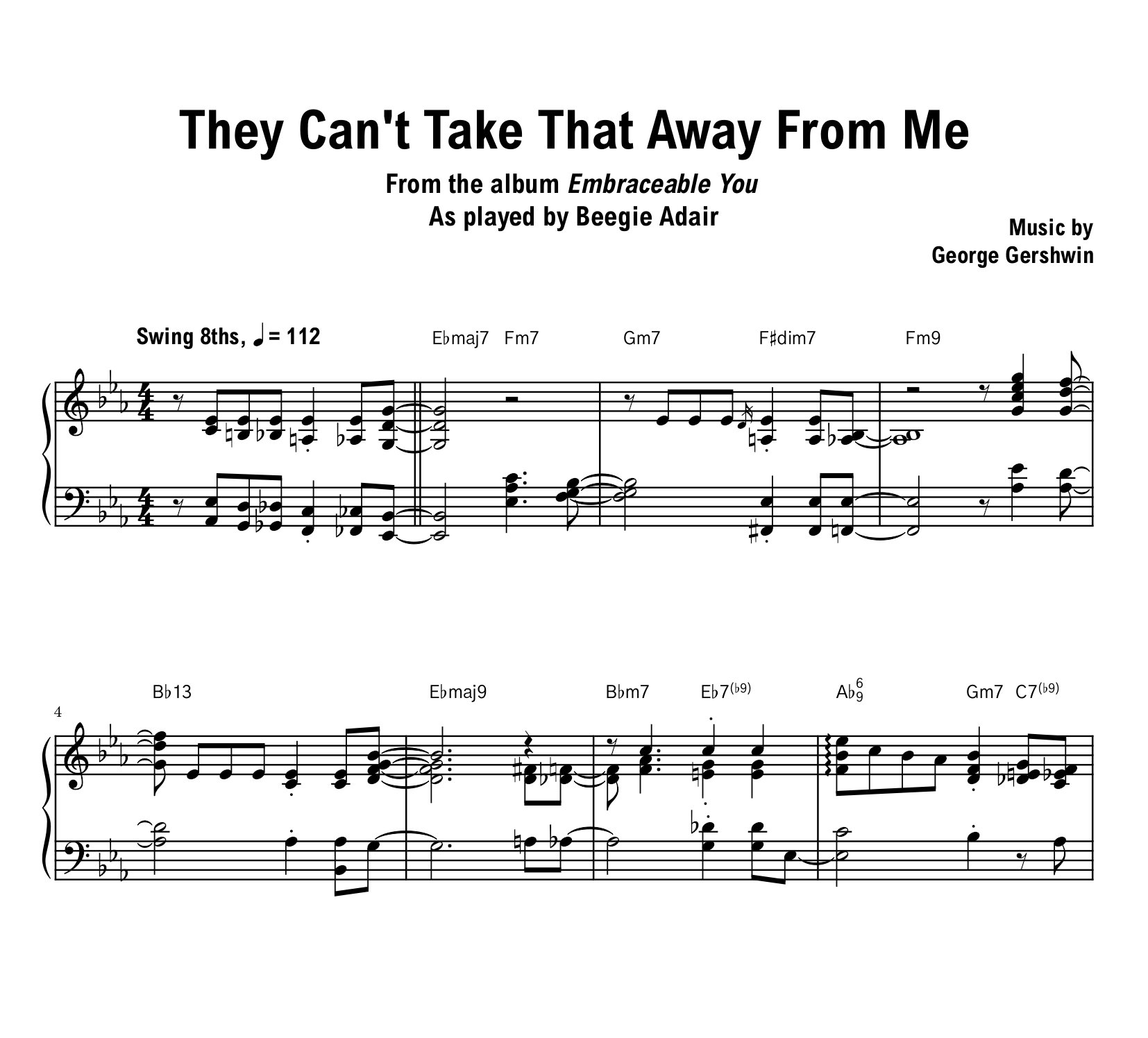 Beegie Adair - They Can't Take That Away From Me - Sheet music (PDF) product image (1)