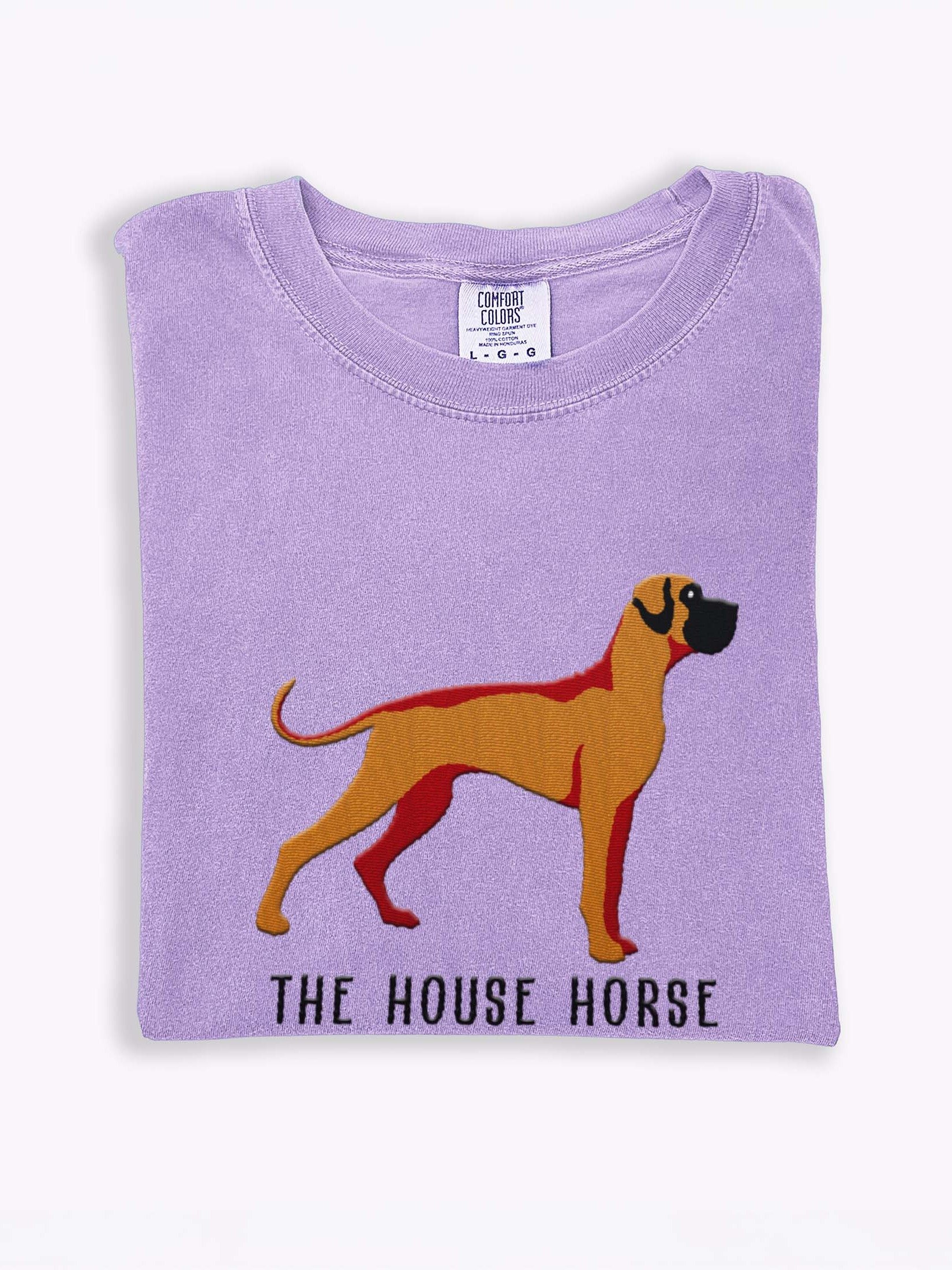 The House Horse T-Shirt(Embroidered) of a Great Dane(Tan, Black Mask) product image (1)