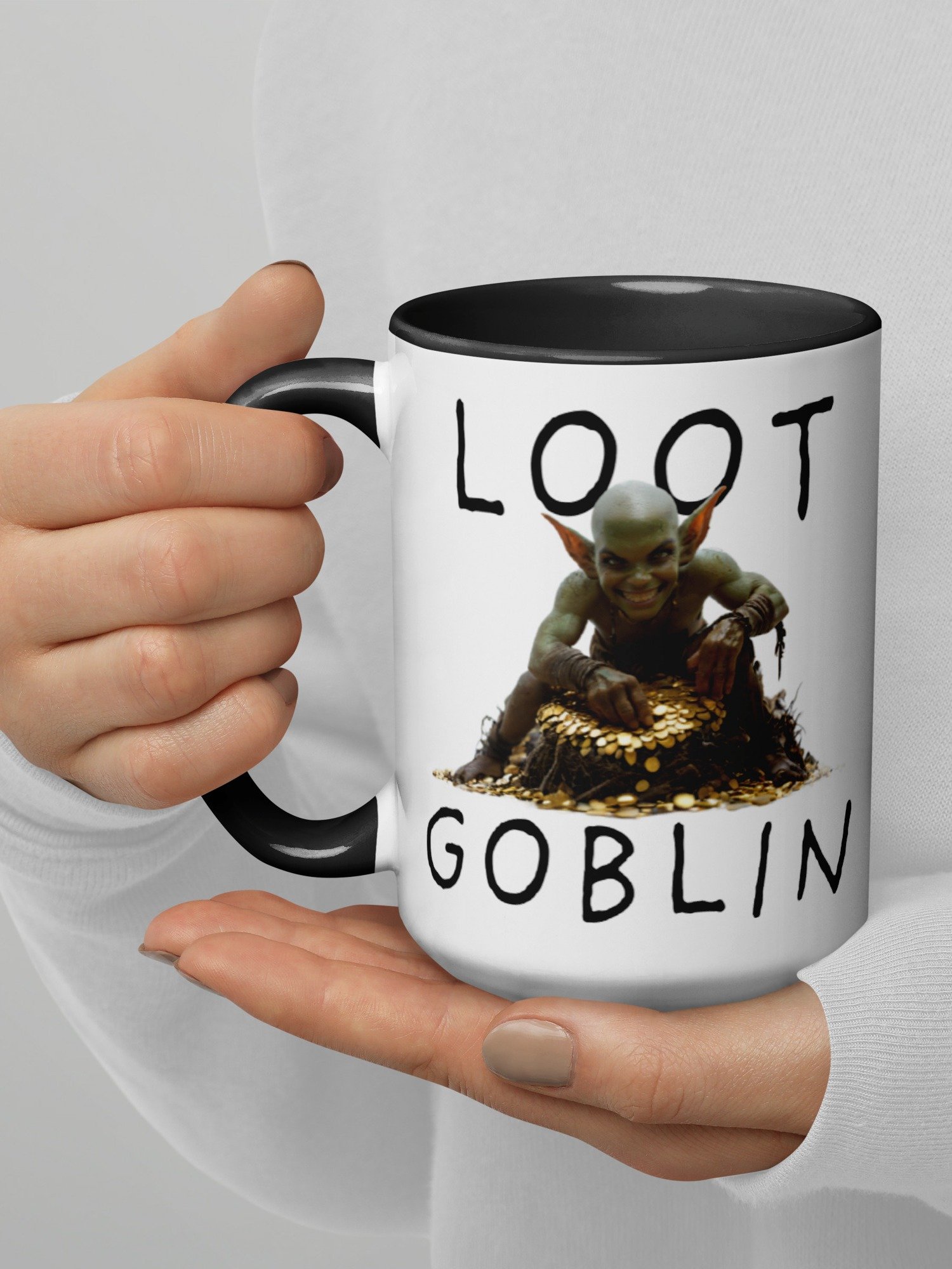 Loot Goblin Funny Fantasy Coffee Mug | Gamer Goblin Gold Hoard Mug | Unique Nerd Gift Mug for RPG Fans product image (4)