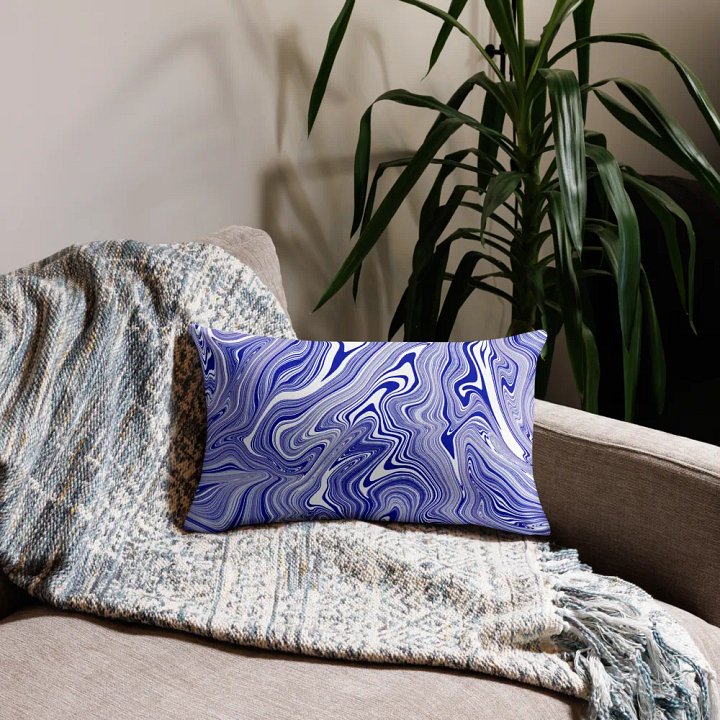 Premium Pillow Case - Blue and White Liquid Swirls product image (2)