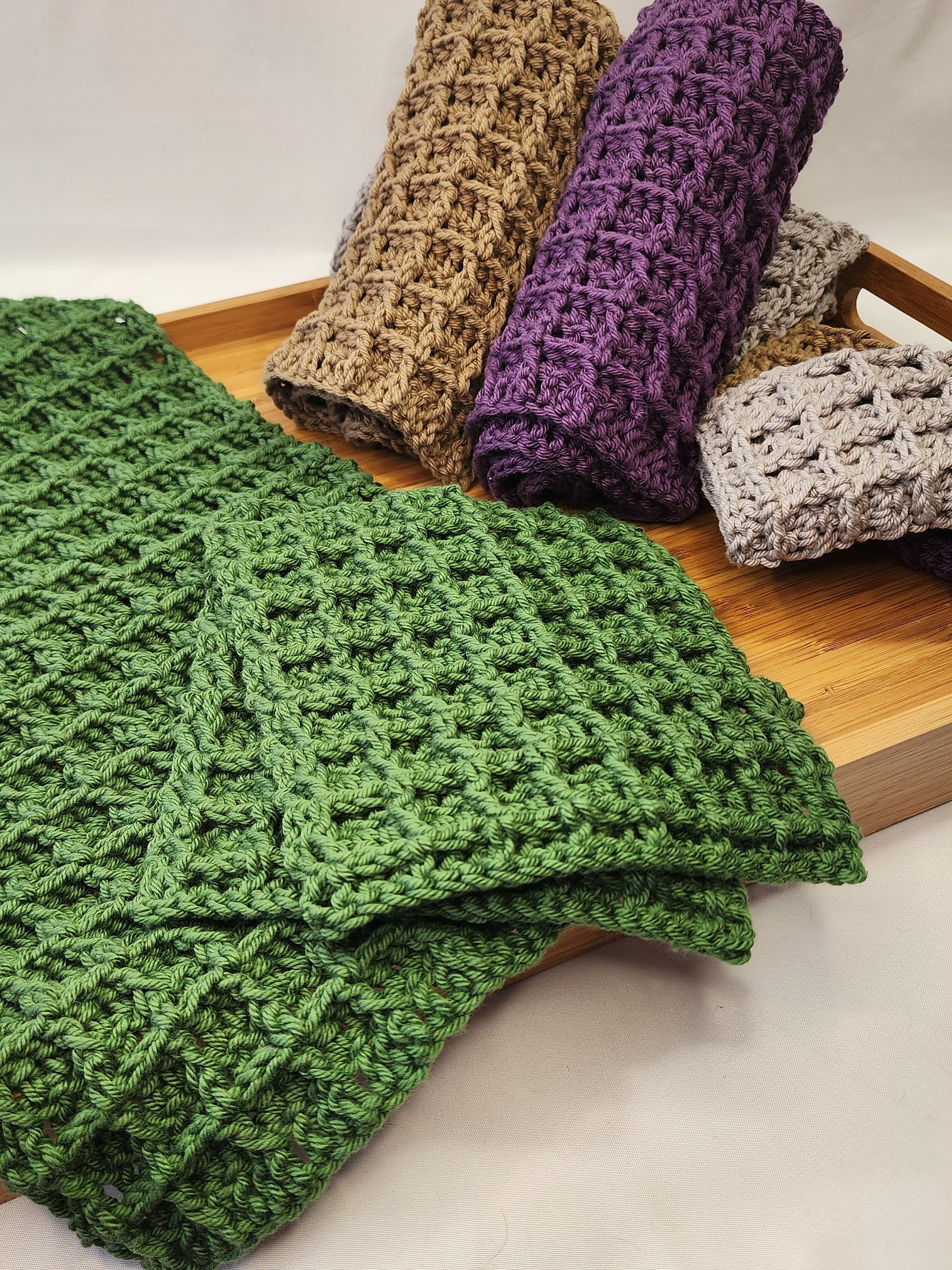 Crochet Cotton Dish Cloths 2-Pack: Waffle Stitch Kitchen Washcloths product image (5)