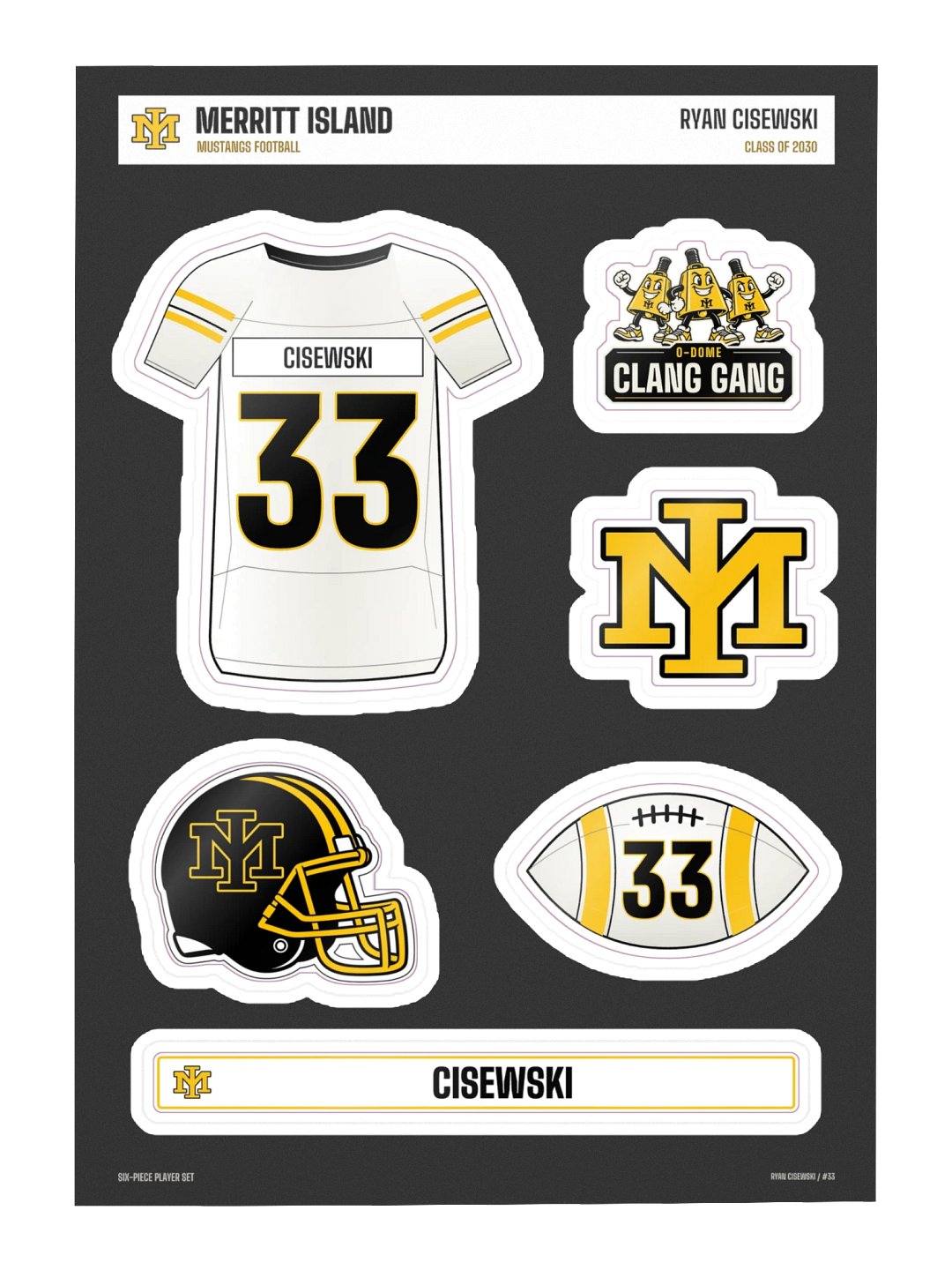 Ryan Cisewski #33 — Mustangs Sticker Sheet