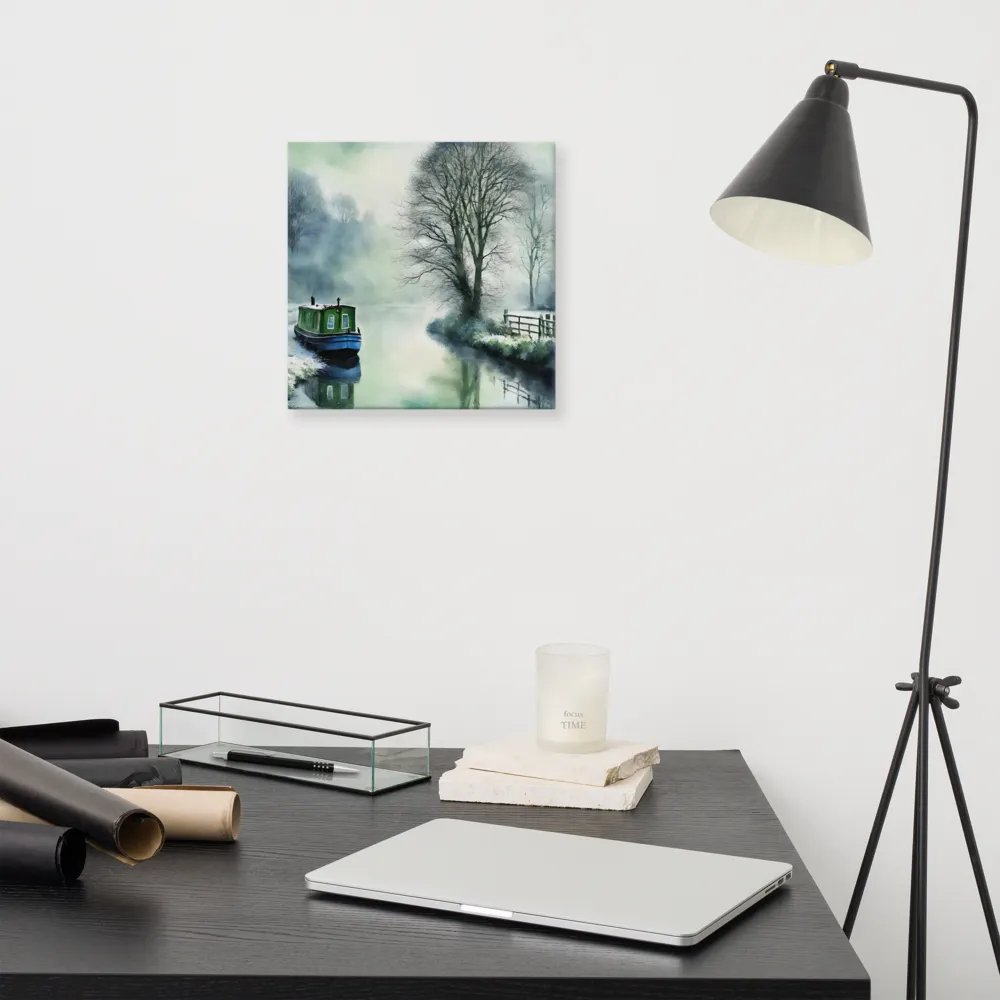 Narrow Boat In Winter Watercolour Wall Art product image (12)