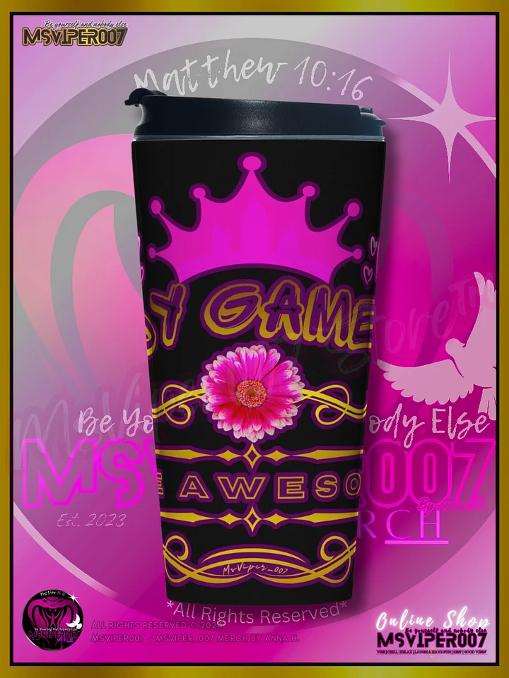 Travel Mug - MsViper007's "Lady Gamers Are Awesome™ [classic theme | V1B]" Hot or Cold Beverage Stainless Steel Travel Mug by Anna H. product image (1)