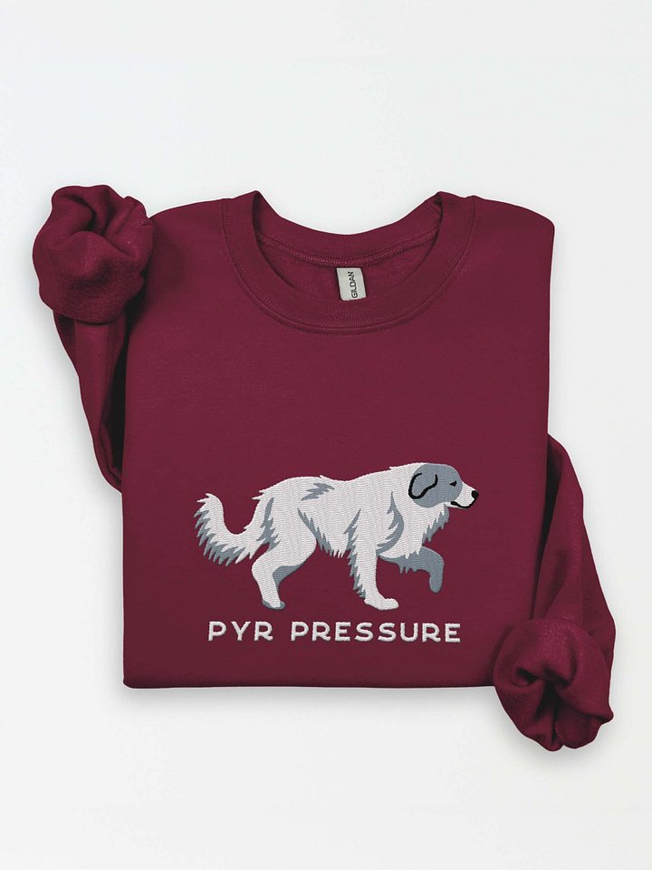 Pyr Pressure Sweatshirt (Embroidered) of a Great Pyrenees(Blue & White) product image (1)