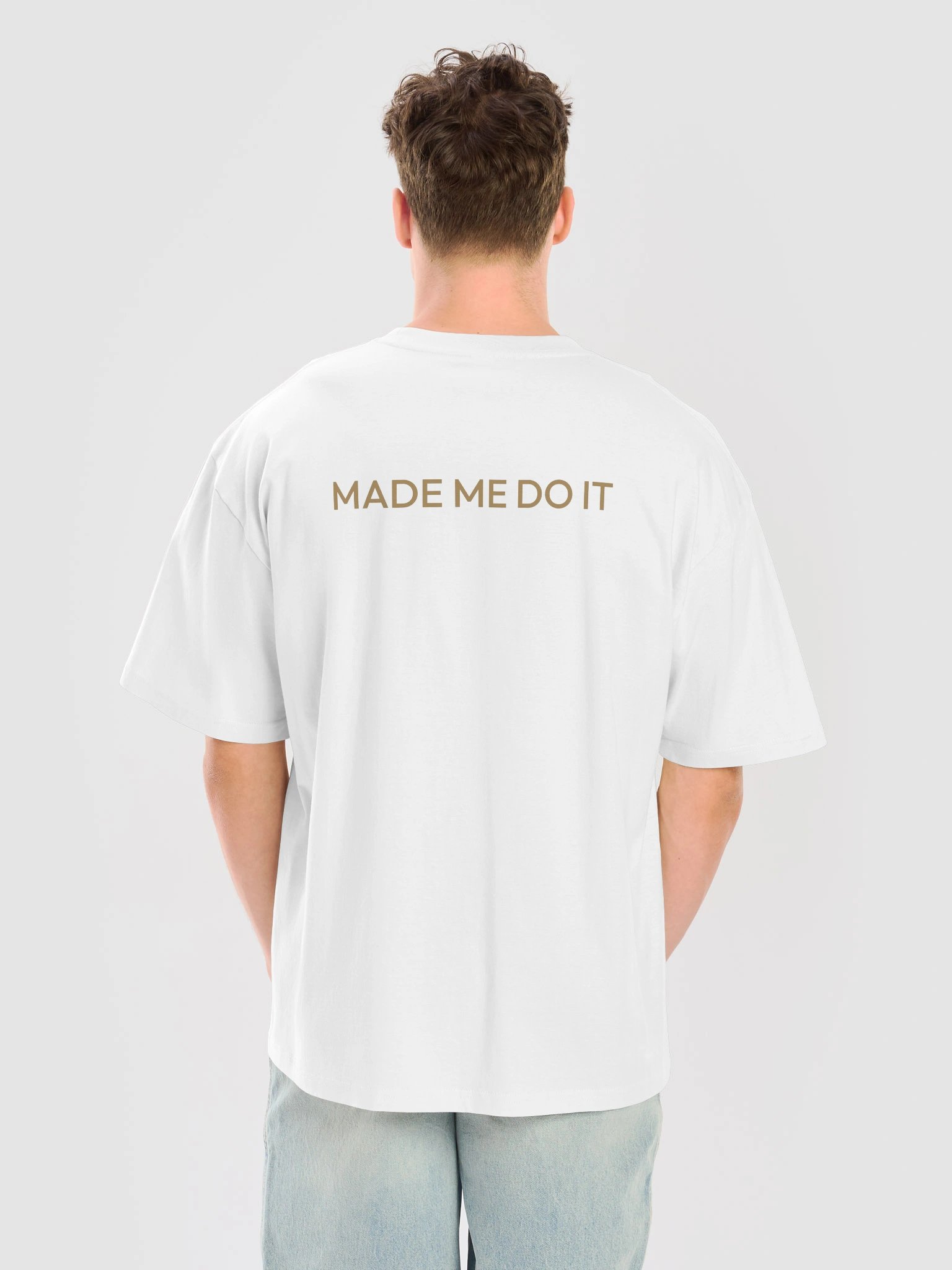 MYKONOS MADE ME DO IT | White & Gold Oversized T-Shirt product image (6)
