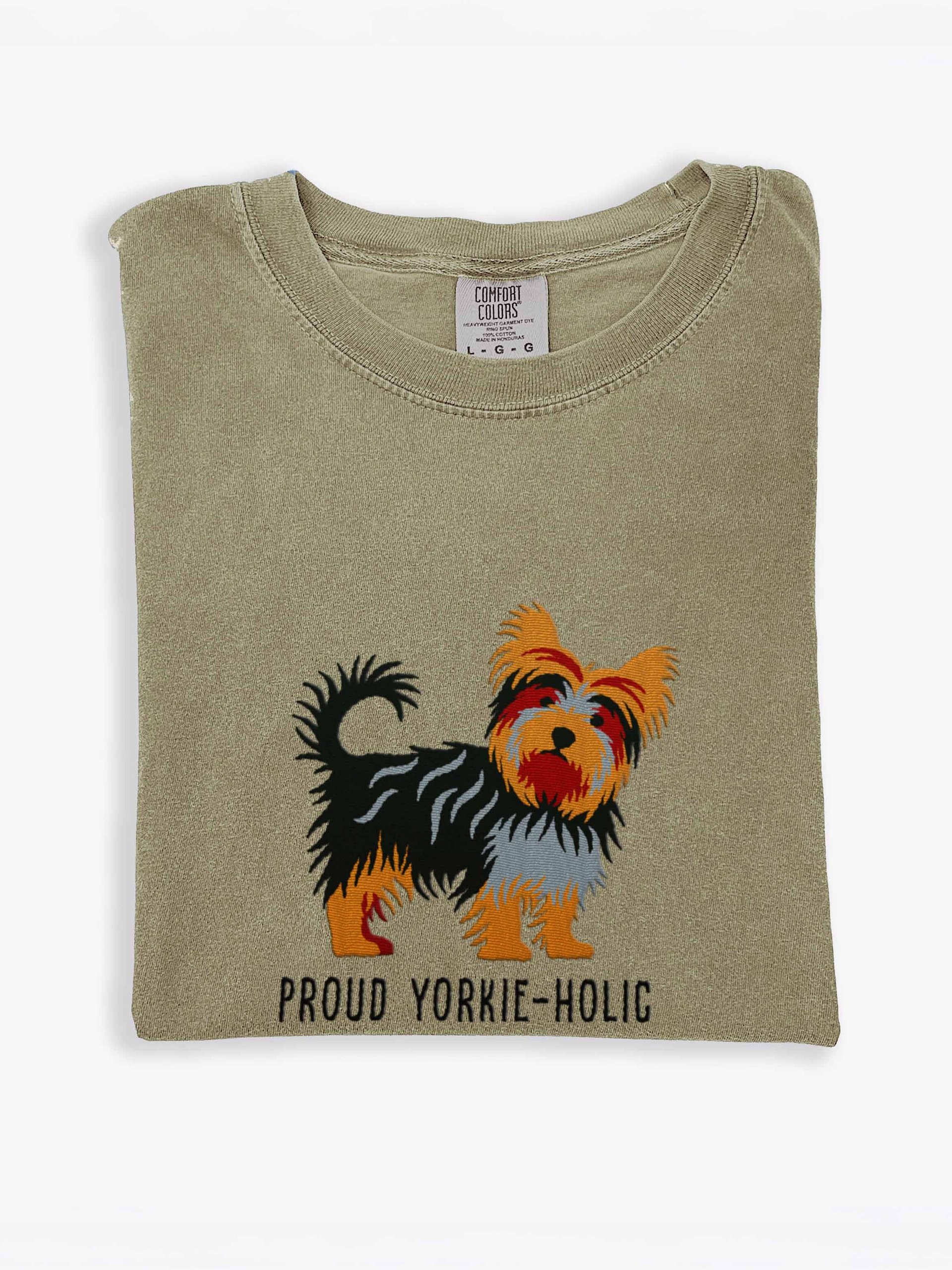 Proud Yorkie-holic T-Shirt(Embroidered) of a Yorkshire Terrier product image (1)