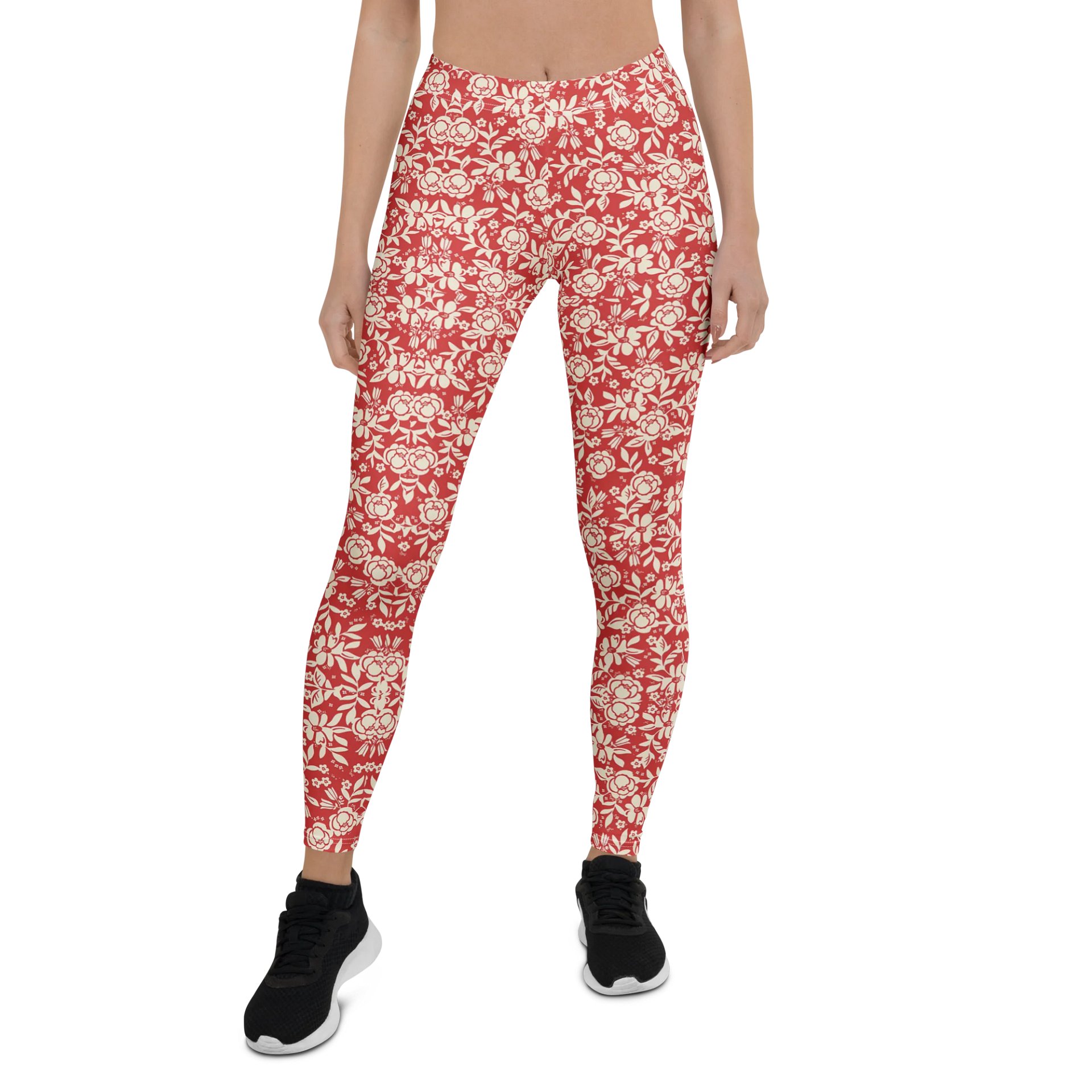 Red Floral All-Over Print Leggings product image (1)