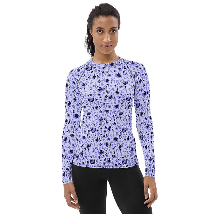 Bold Purple Leopard Spots Women’s Rash Guard product image (1)