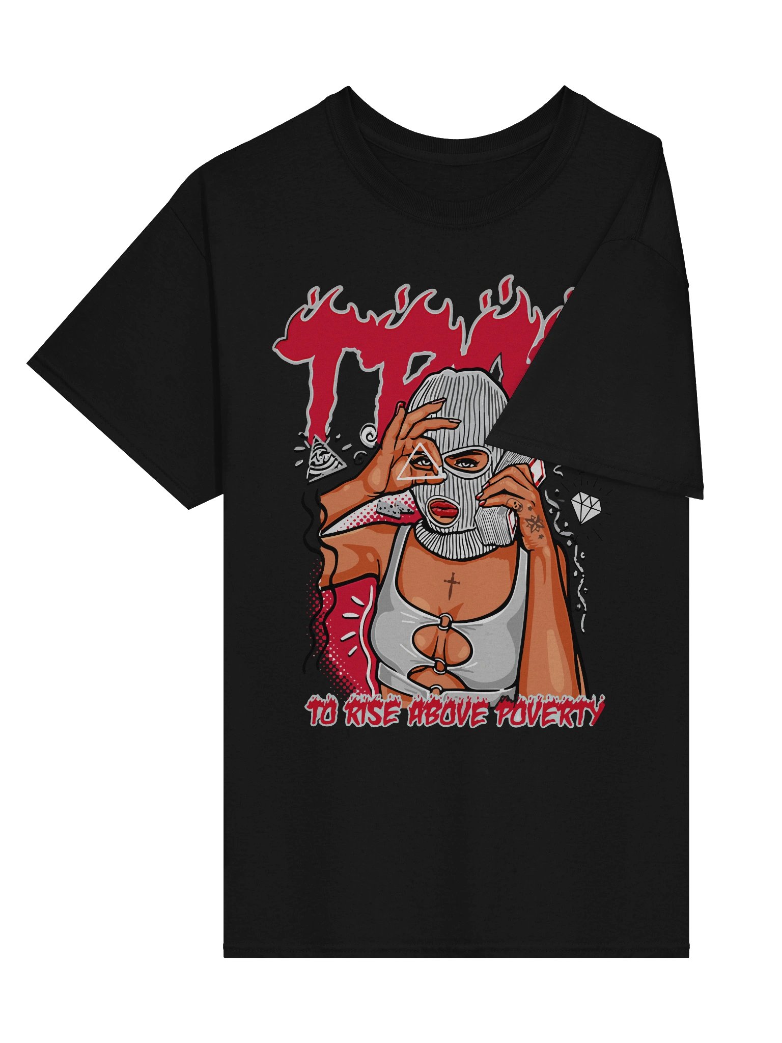 Rise Above Poverty Balaclava Tee - Unisex T-Shirt – Premium Printed T-Shirt for Everyday Casual & Streetwear product image (3)