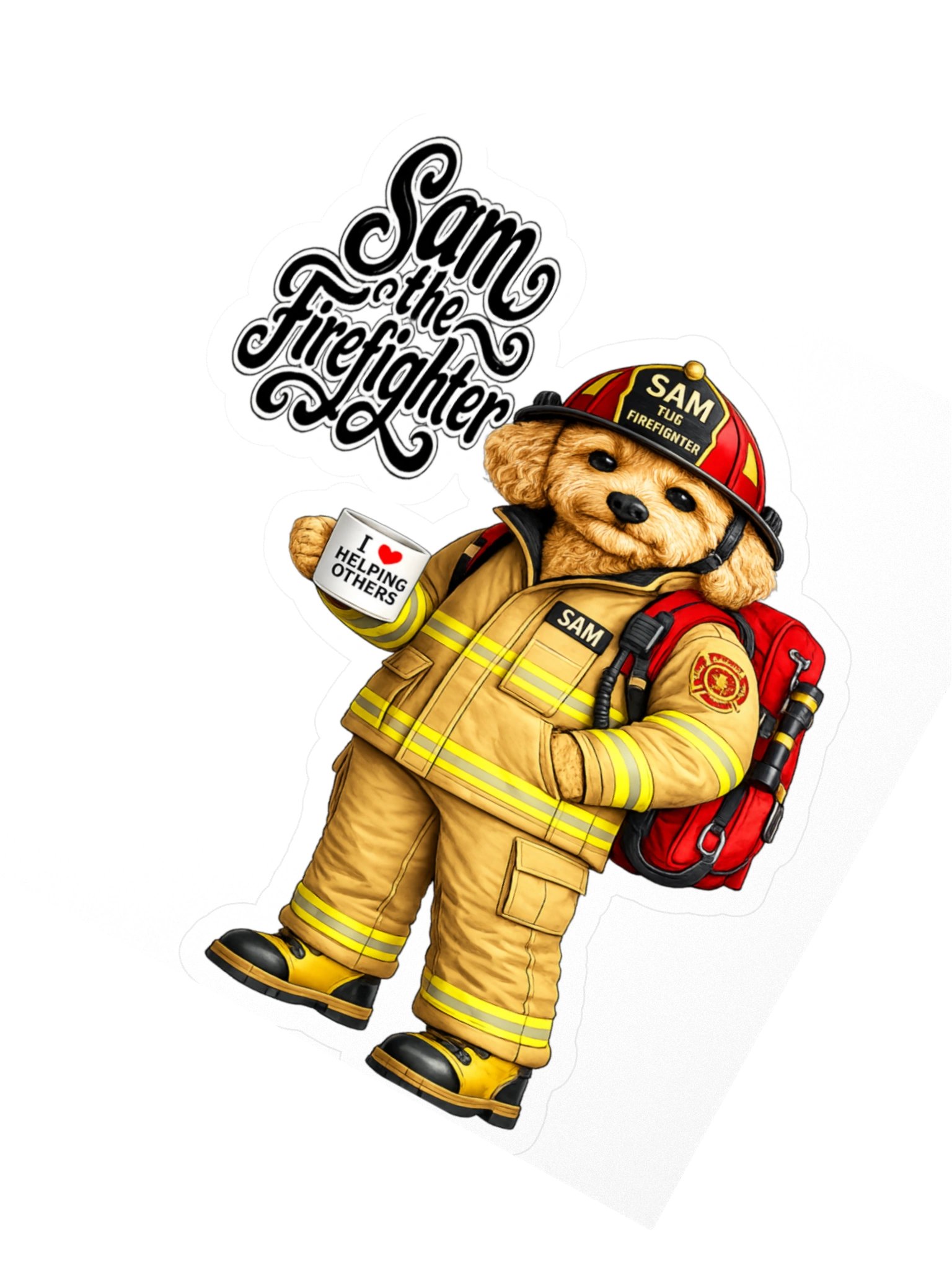 Sam the Firefighter Dog Kiss Cut Sticker product image (2)