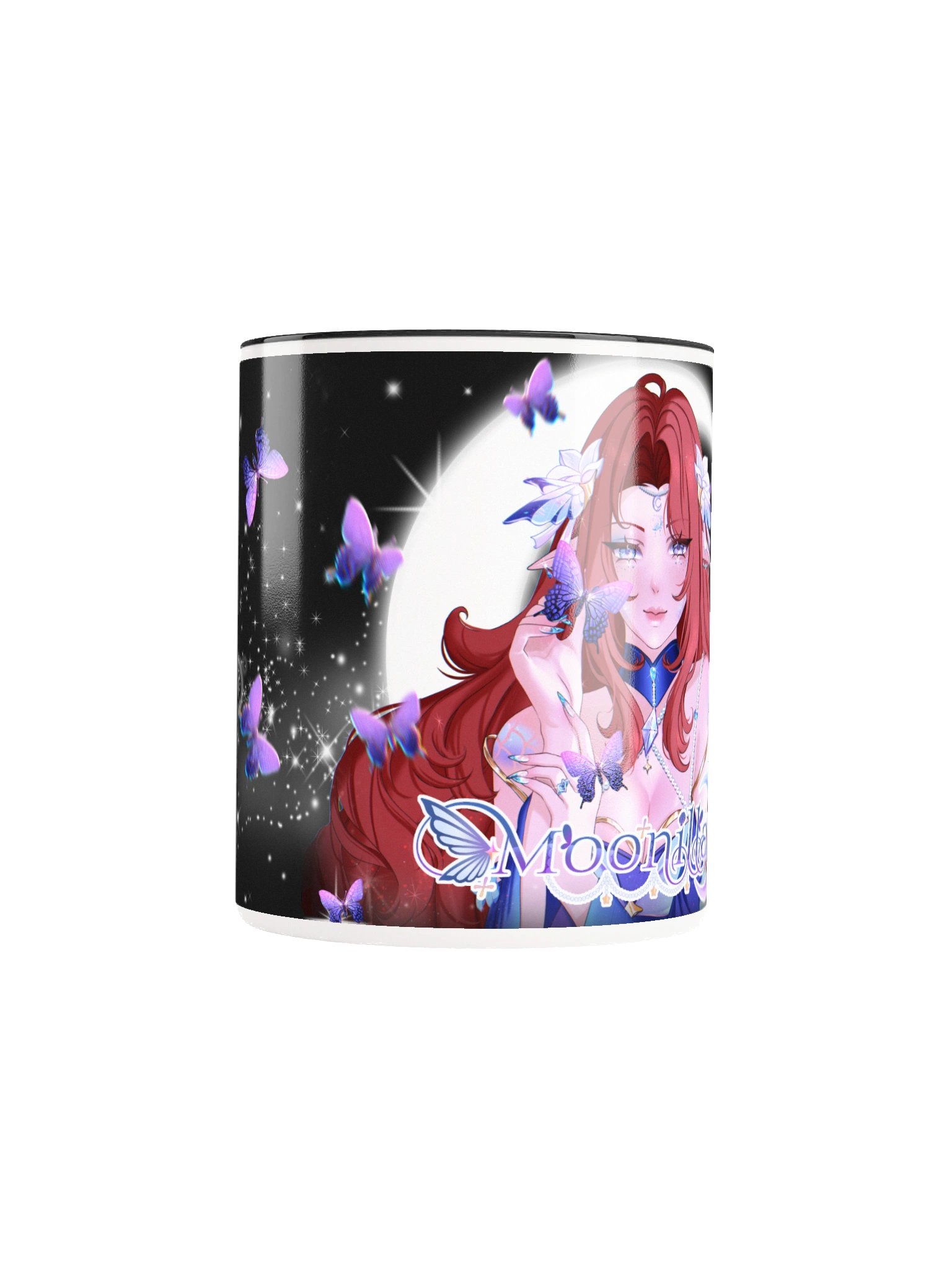 Moon Mermaid Starry Night Mug (Colored Inside, Left Handed) product image (10)