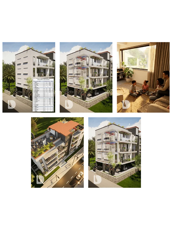 Complete Drawing Package – 9-Unit Apartment Block with Pool | DA412901A product image (1)