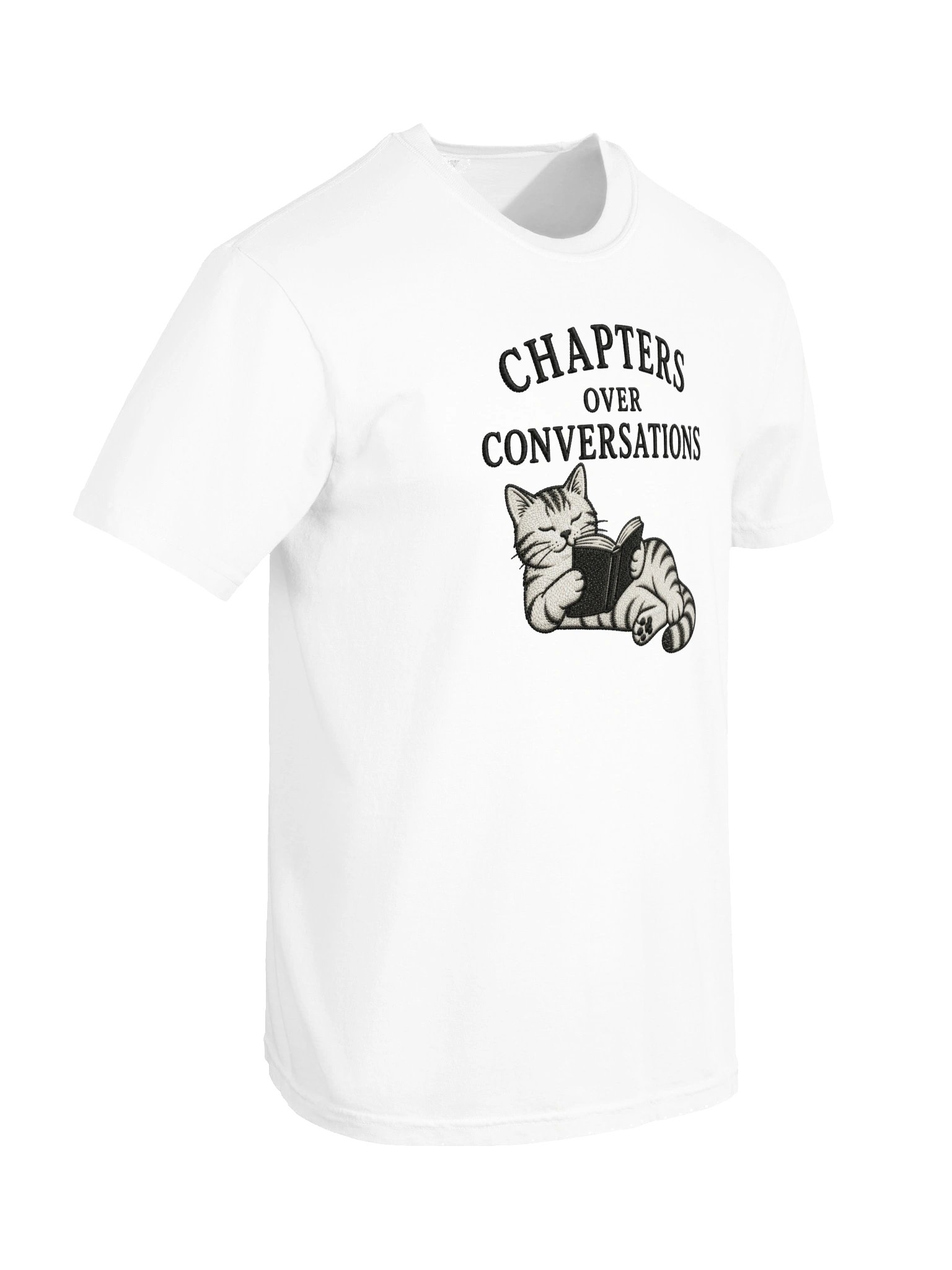 Chapters Over Conversations Book Lover Cat T-Shirt product image (72)