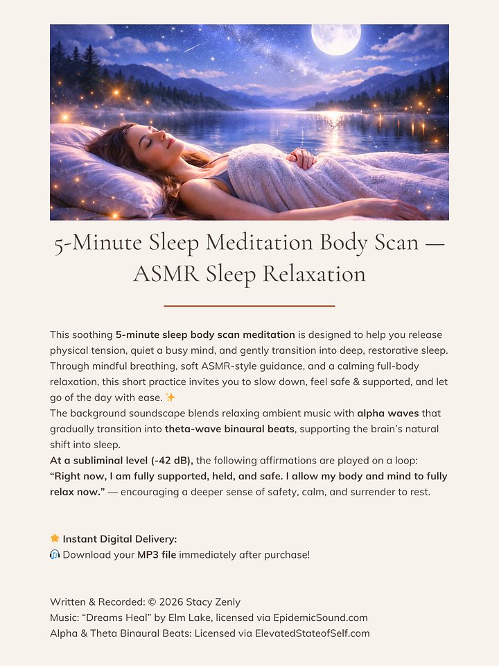 5-Minute Sleep Body Scan Meditation — ASMR Relaxation | MP3 Download product image (2)