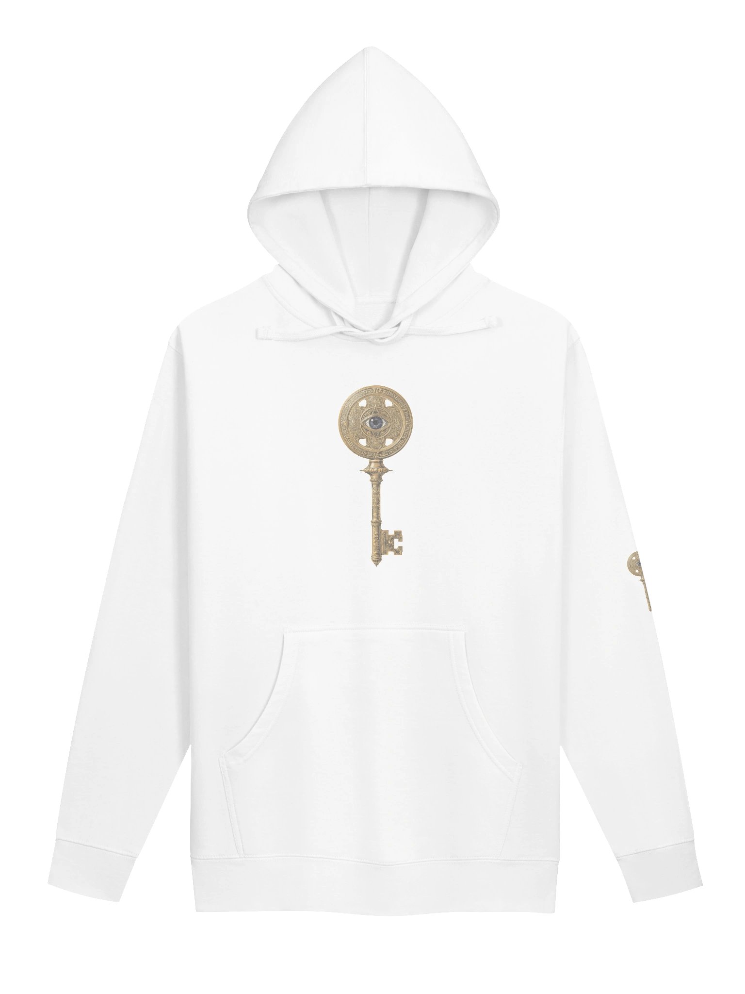 The Gatekeeper’s Key – White Reverse Motion Edition (Back + Left Sleeve Print) | Unisex Midweight Hoodie product image (1)