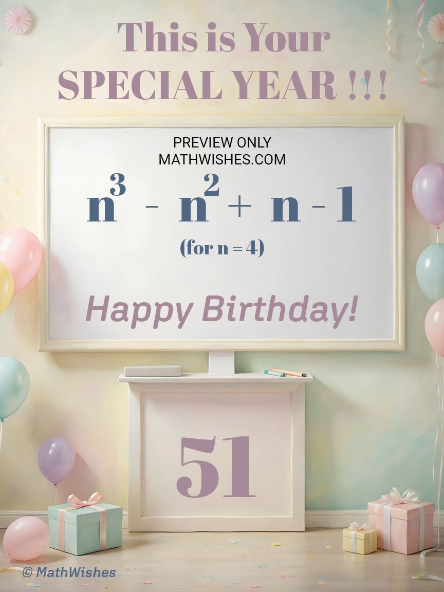 51st Birthday Card - Algebra Equation product image (1)