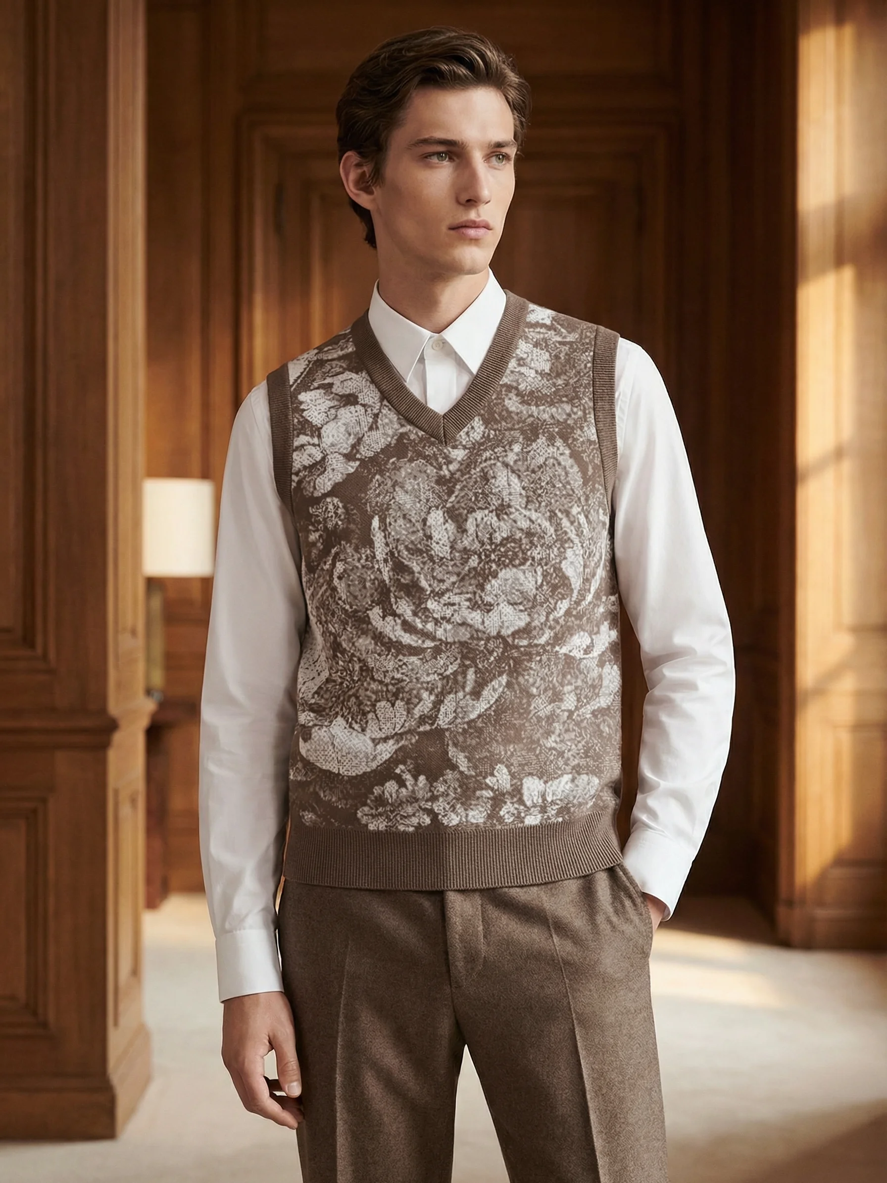 Floral Bliss III Knitted V-Neck Vest product image (31)