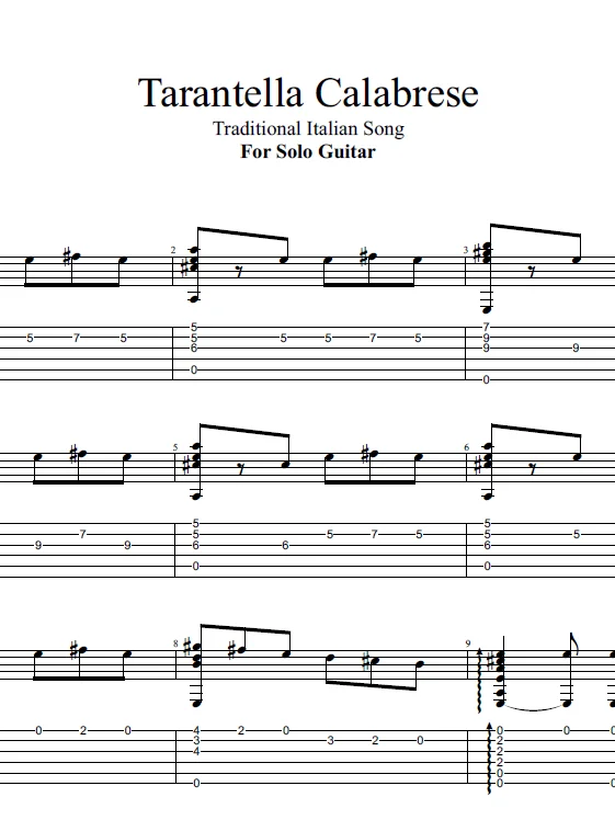 Tarantella Calabrese For Solo Guitar product image (1)