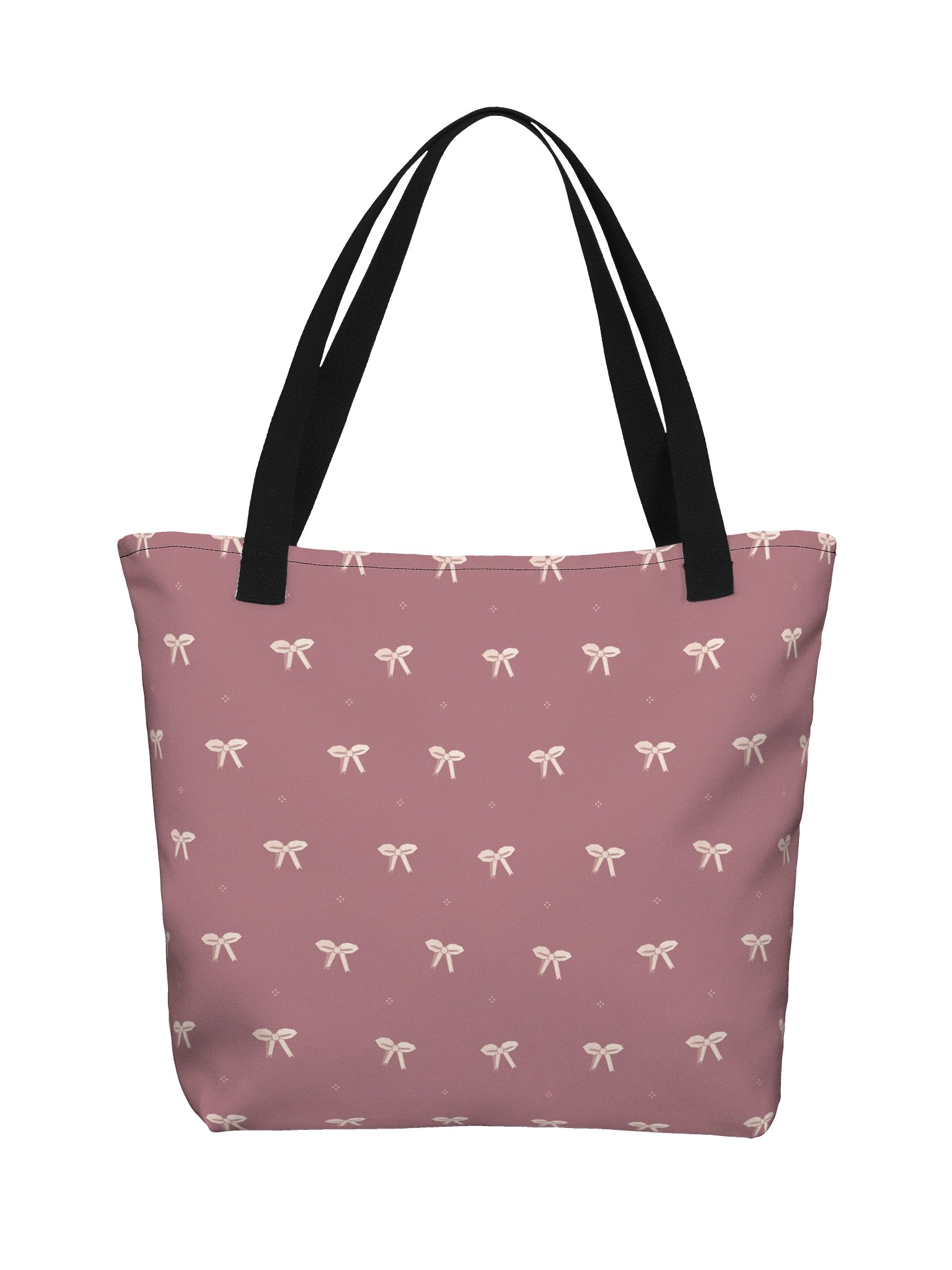 Blush & Bows Large Tote Bag – Dusty Pink Coquette Bow Print Shoulder Bag with Pocket product image (2)