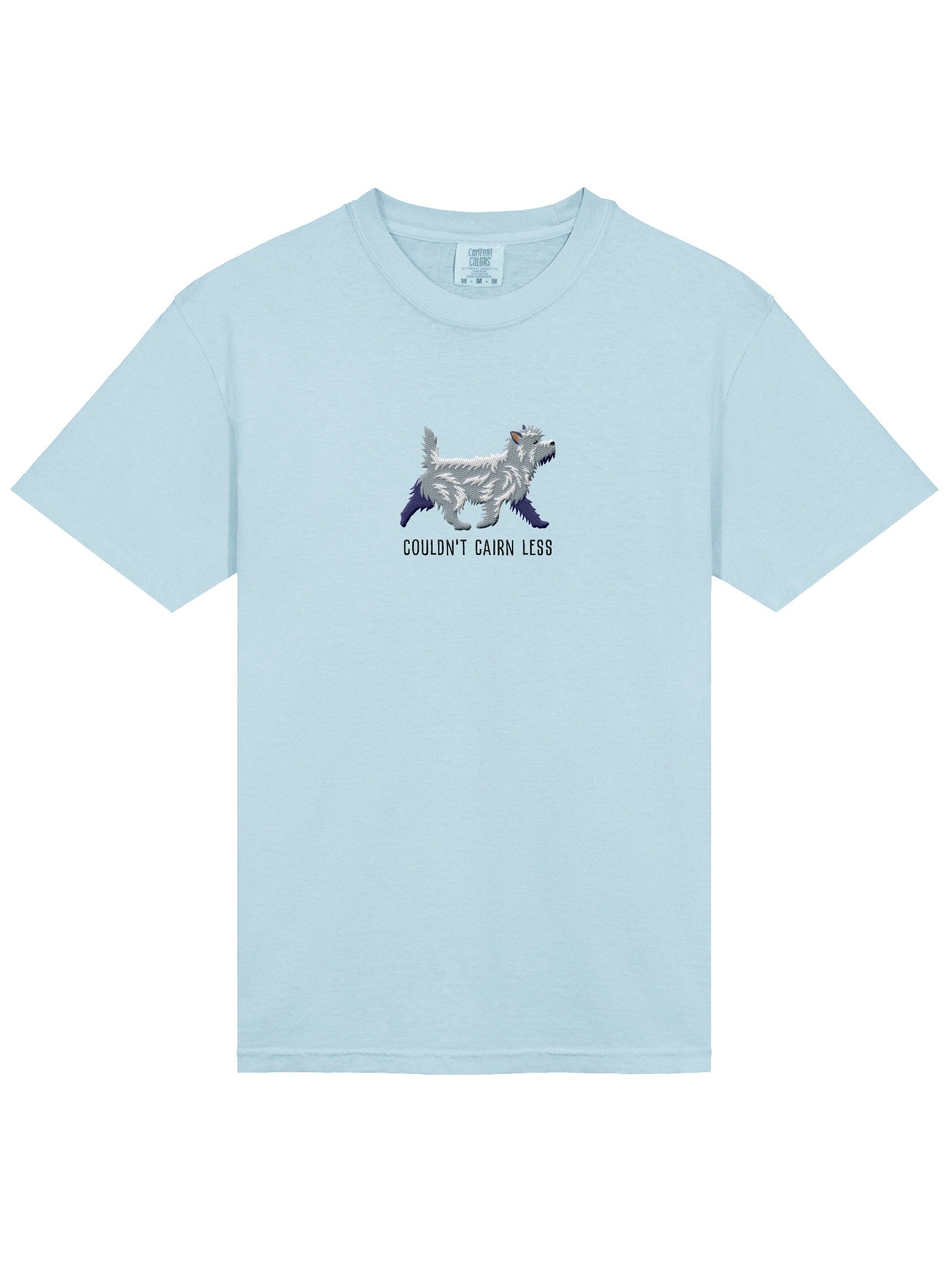 Couldn't Cairn Less T-Shirt(Embroidered) of a Cairn Terrier(Blue) product image (6)