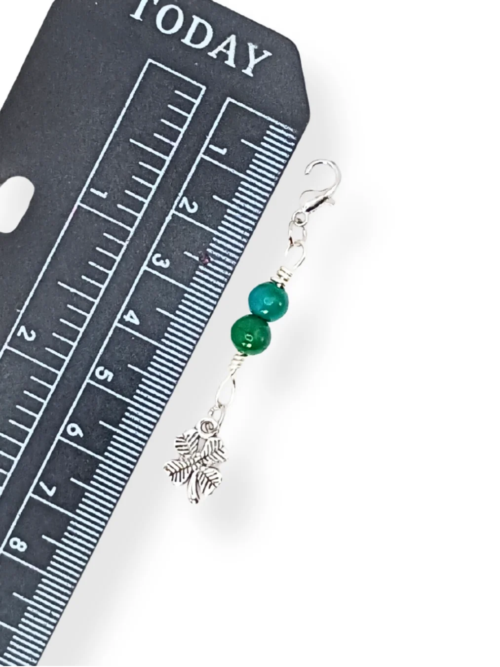 Lucky Clover Notebook Charm | Chrysocolla, Silver-Tone | Stitch Marker | Zipper Pull product image (5)