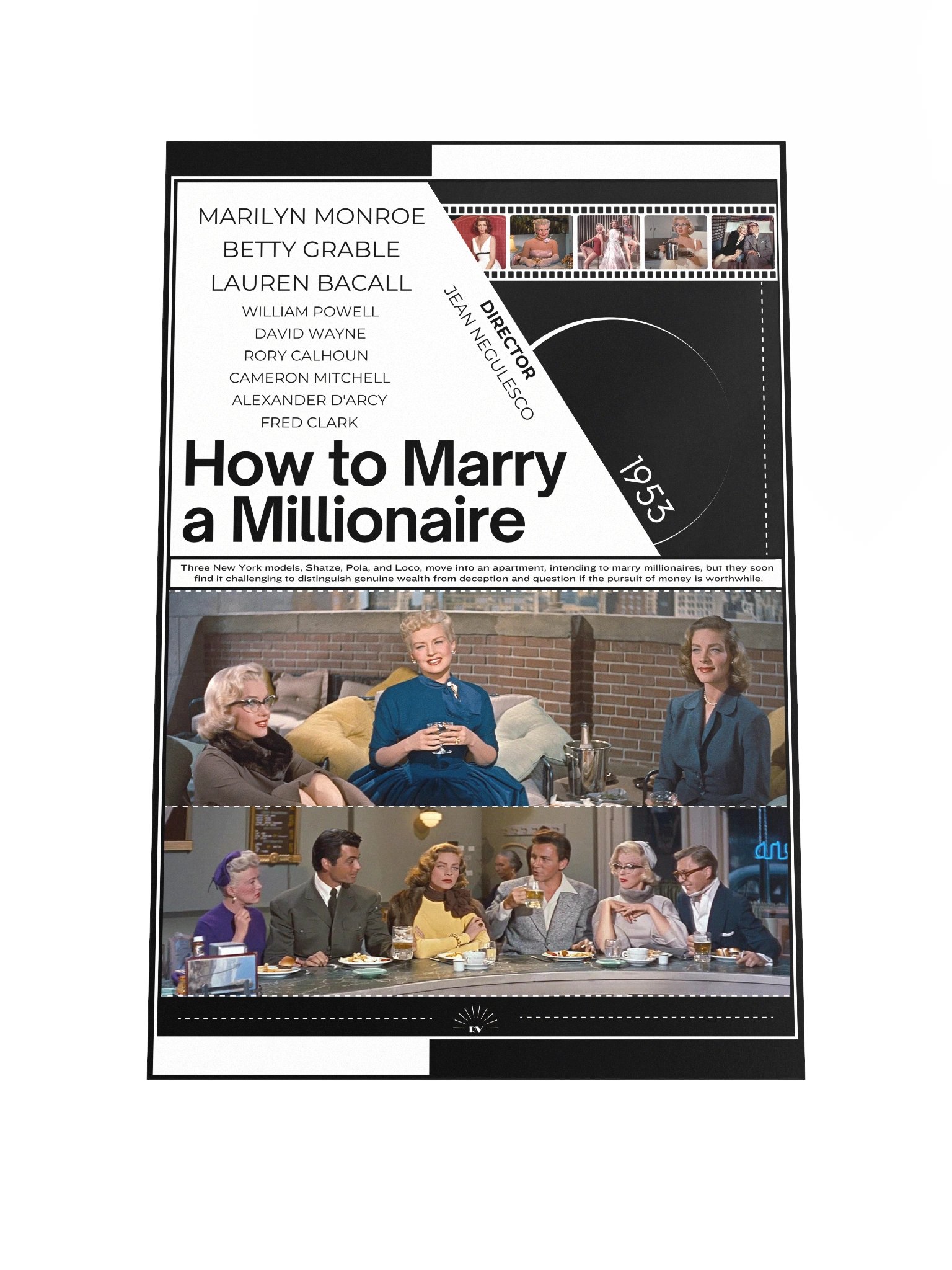 How to Marry a Millionaire with Marilyn Monroe, Lauren Bacall and Betty Grable 1953 | Movie Poster | 12x18 Wall Art product image (1)