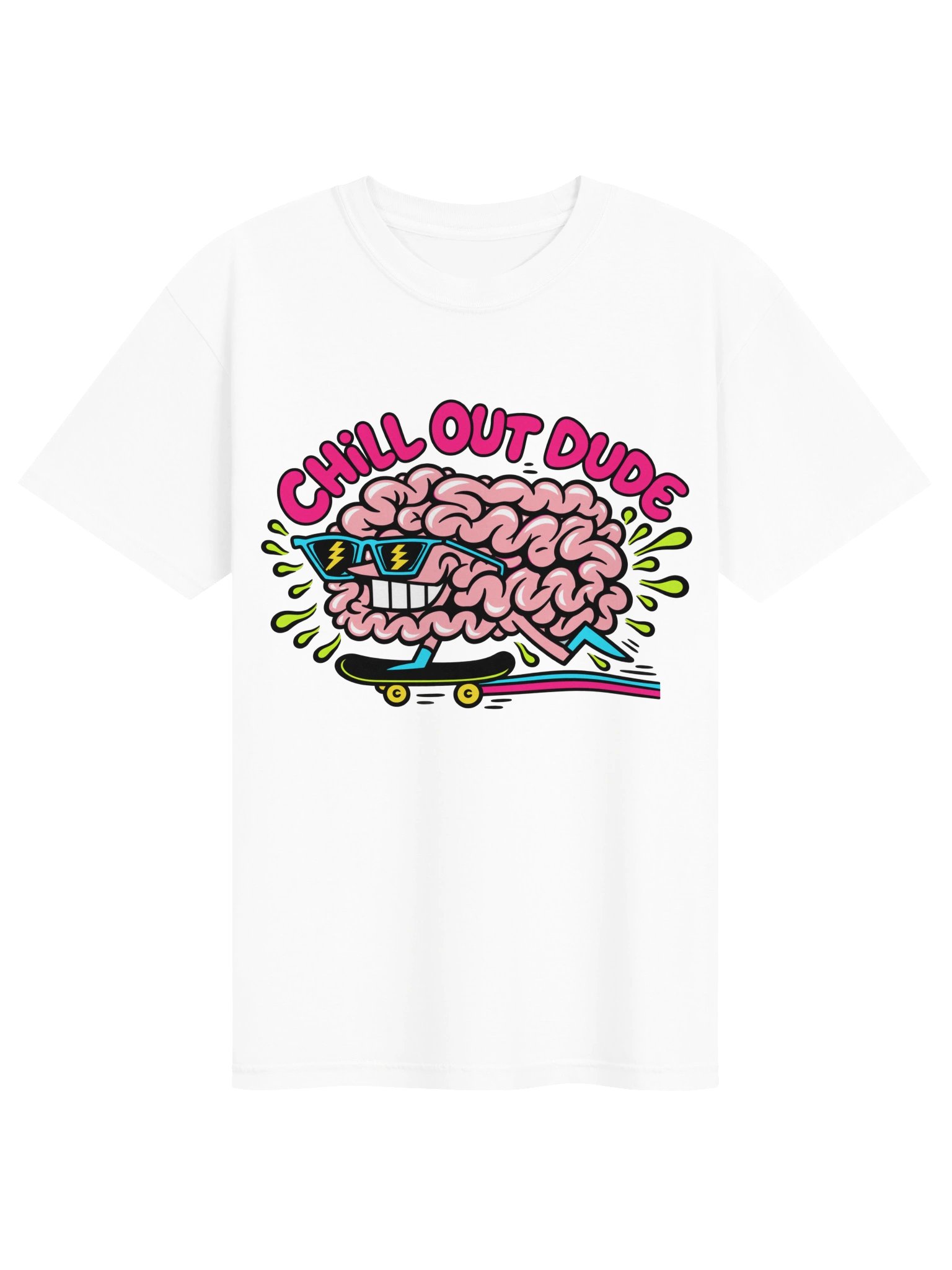 Chill Out Dude Pink Brain Skate Tee product image (1)
