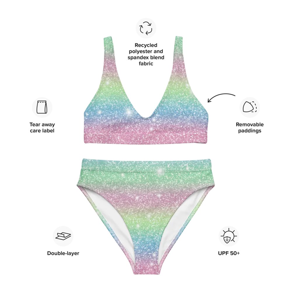 Glitter Unicorn Texture Design High Waisted Bikini (9) product image (3)