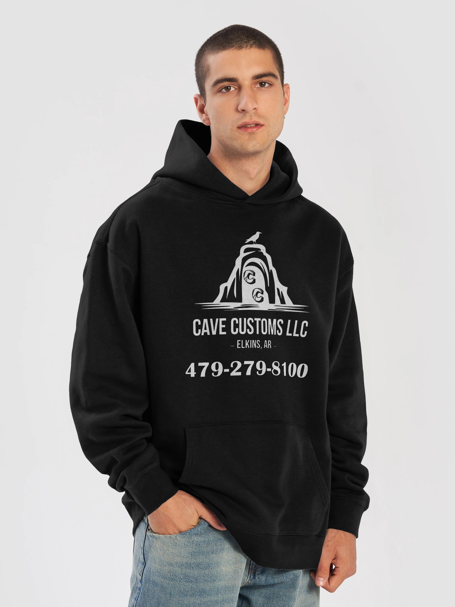 Cave Customs OG White Logo Hoodie product image (31)