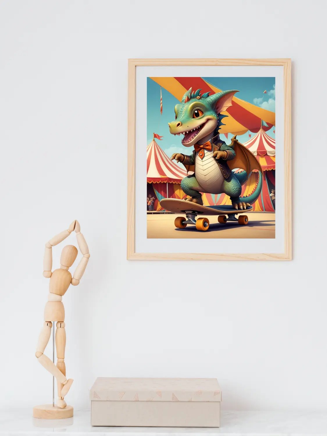 Circus Dragon on Skateboard Kid Nursery Print Child Wall Art product image (4)