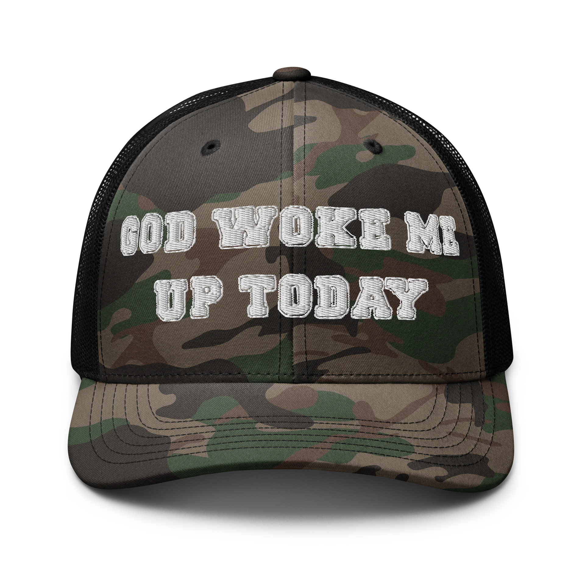 “God Woke Me Up Today” (Camo Trucker Hat) product image (1)