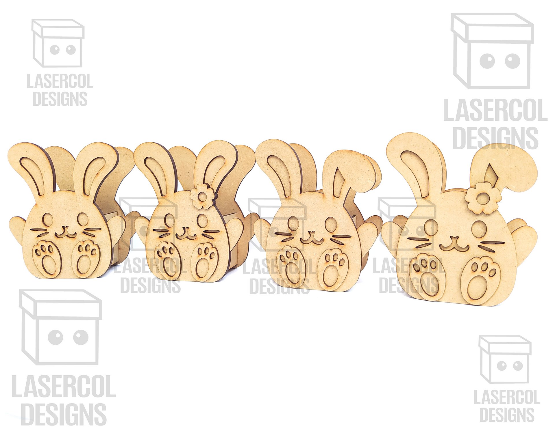 Easter Bunny Basket Set 3 (4 Styles, 2 Sizes) - Laser Cut Files product image (3)