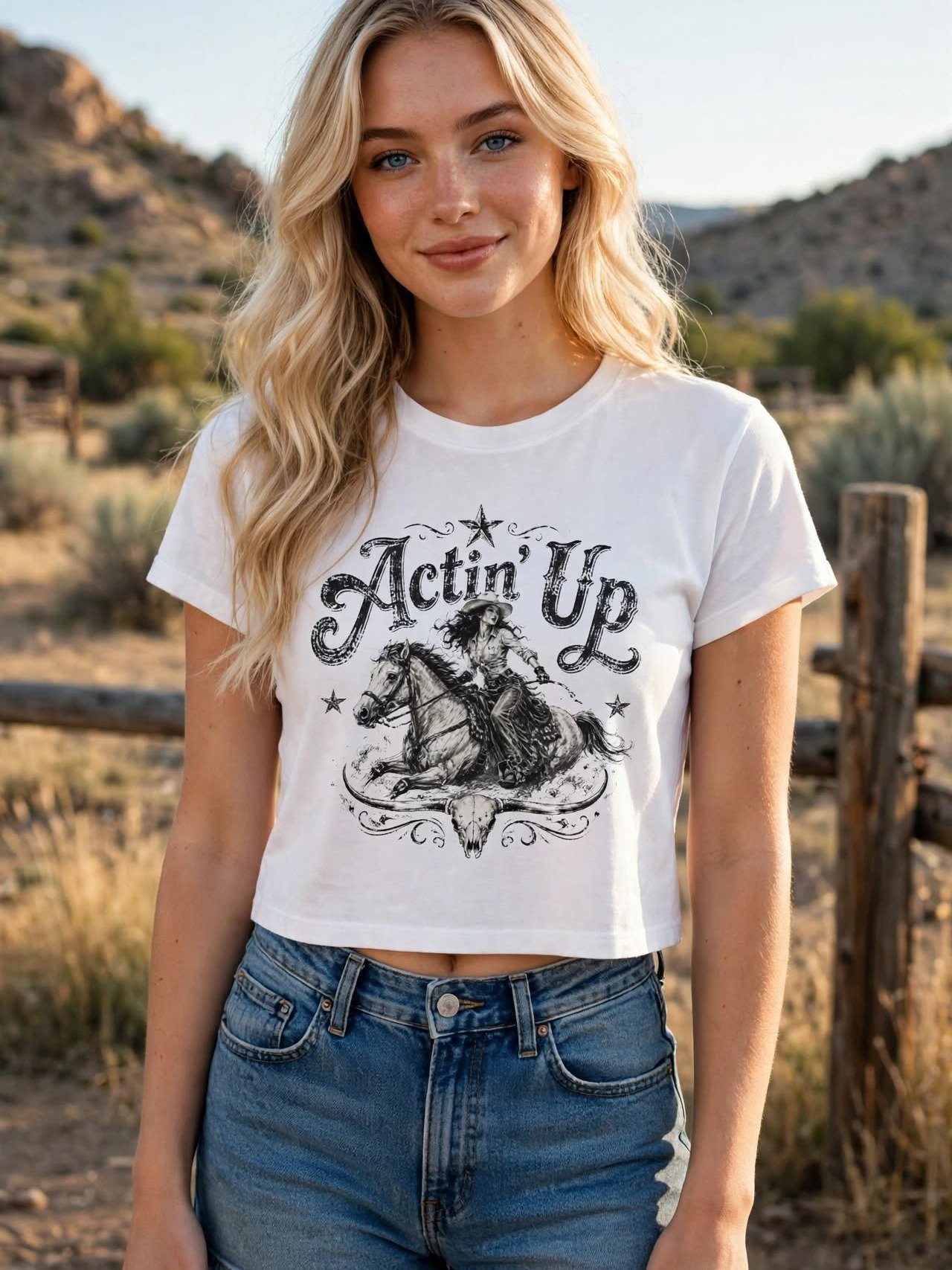 Actin’ Up Western Cowgirl Crop Top product image (2)