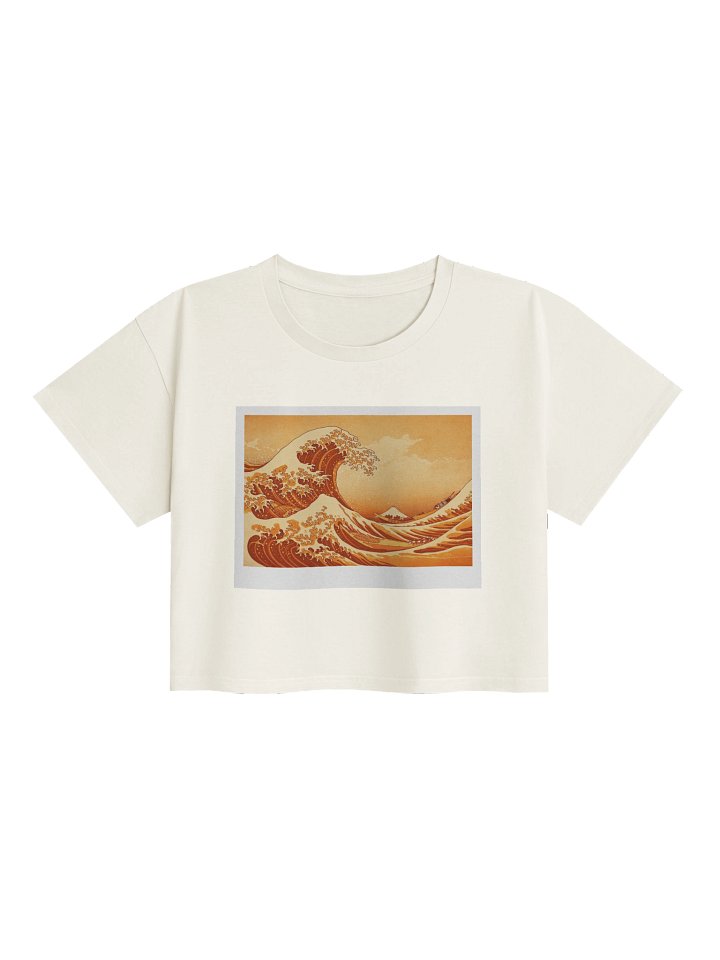 Orange Hokusai Natural Crop Top product image (1)