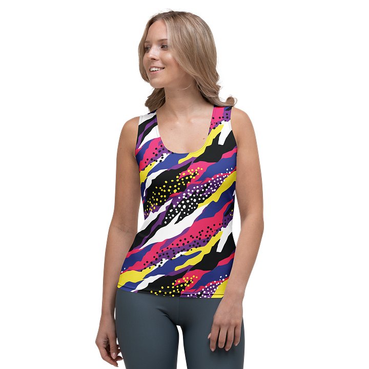 Retro 90s Cyber-Pop Waves | Vibrant All-Over Print Tank Top product image (1)
