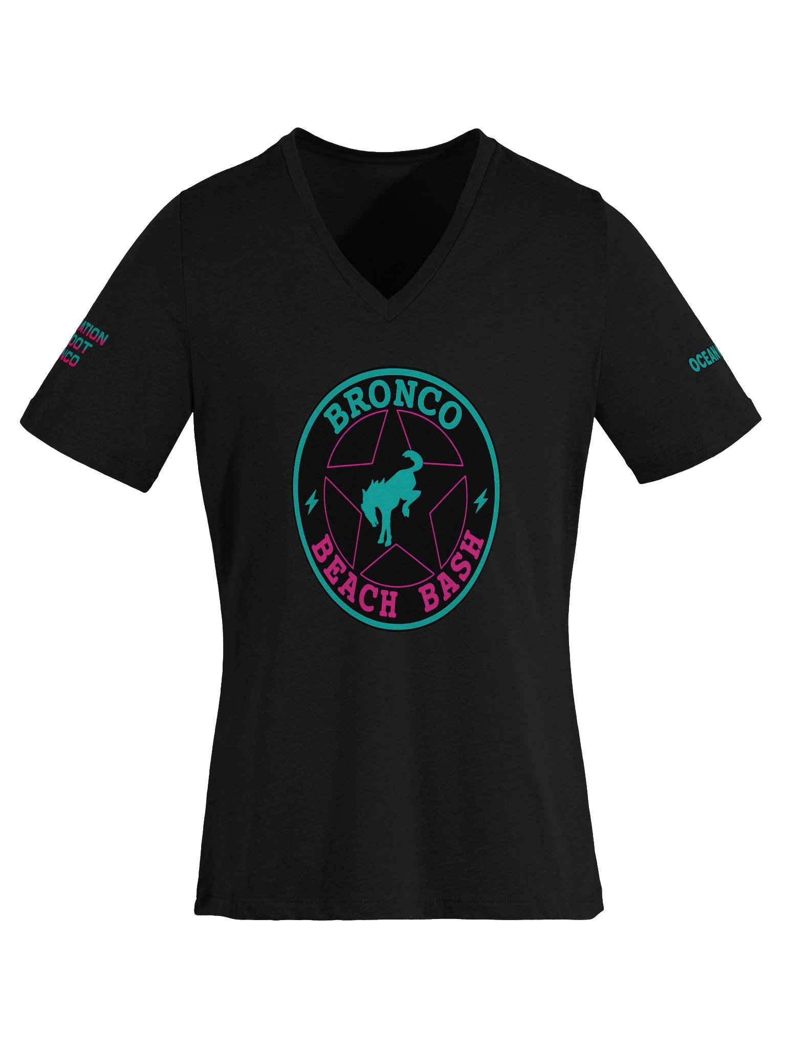 2025 Bronco Beach Bash Ocean City / Destination Bigfoot Bronco Collab | Women's Relaxed V-Neck T-Shirt (Multiple Color Options) product image (47)