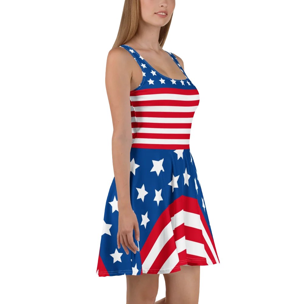 Patriotic American Flag Skater Dress - All-Over Print Design product image (3)