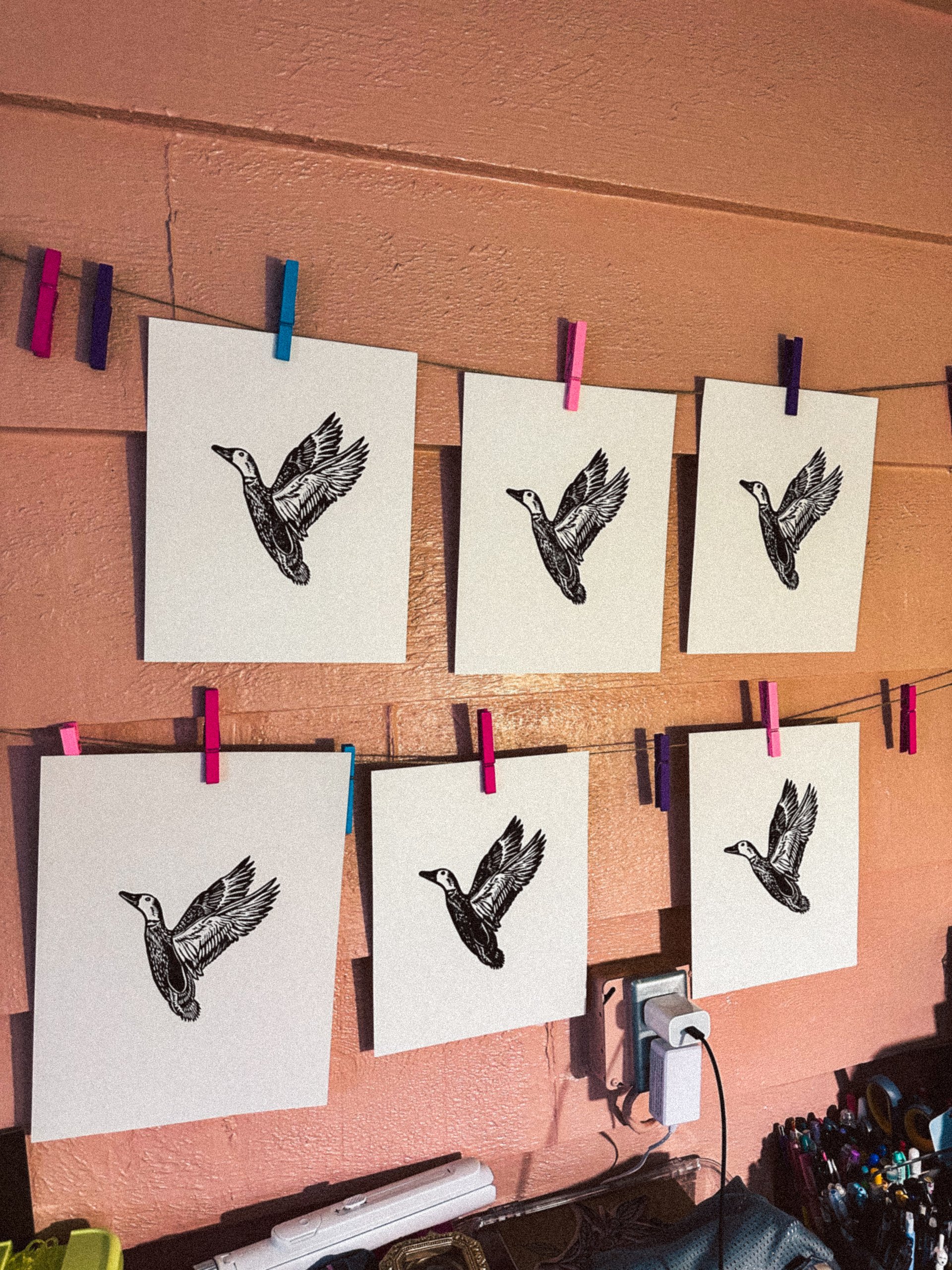 Duck in Flight Linocut Print product image (3)