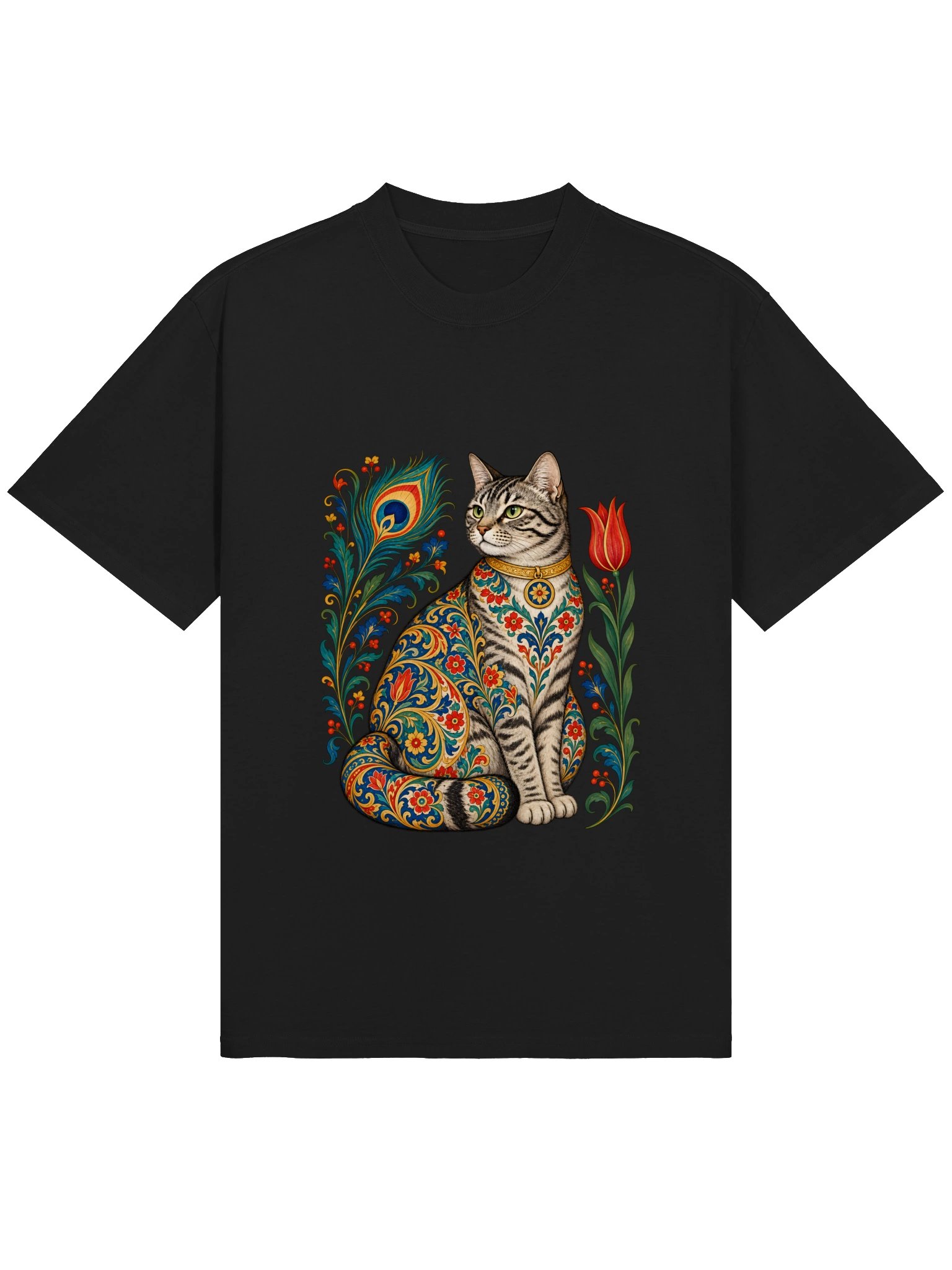 Vintage Storybook Cat Graphic Tee | Floral Cat Shir product image (2)