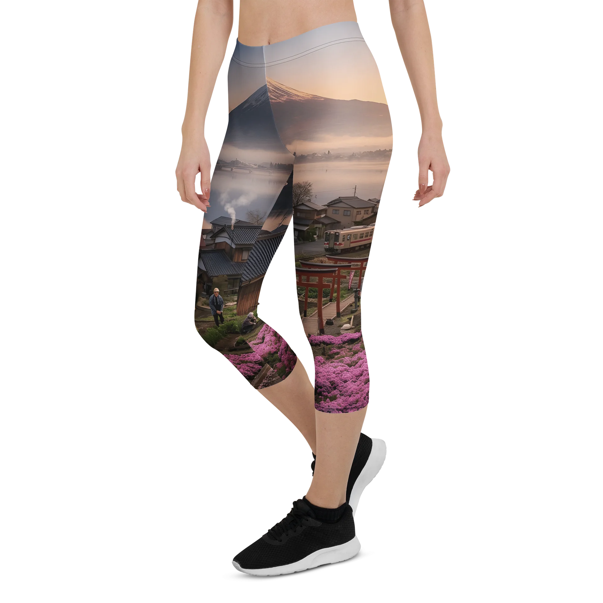 Mount Fuji Japanese Landscape Capri Leggings | Printed Activewear product image (8)