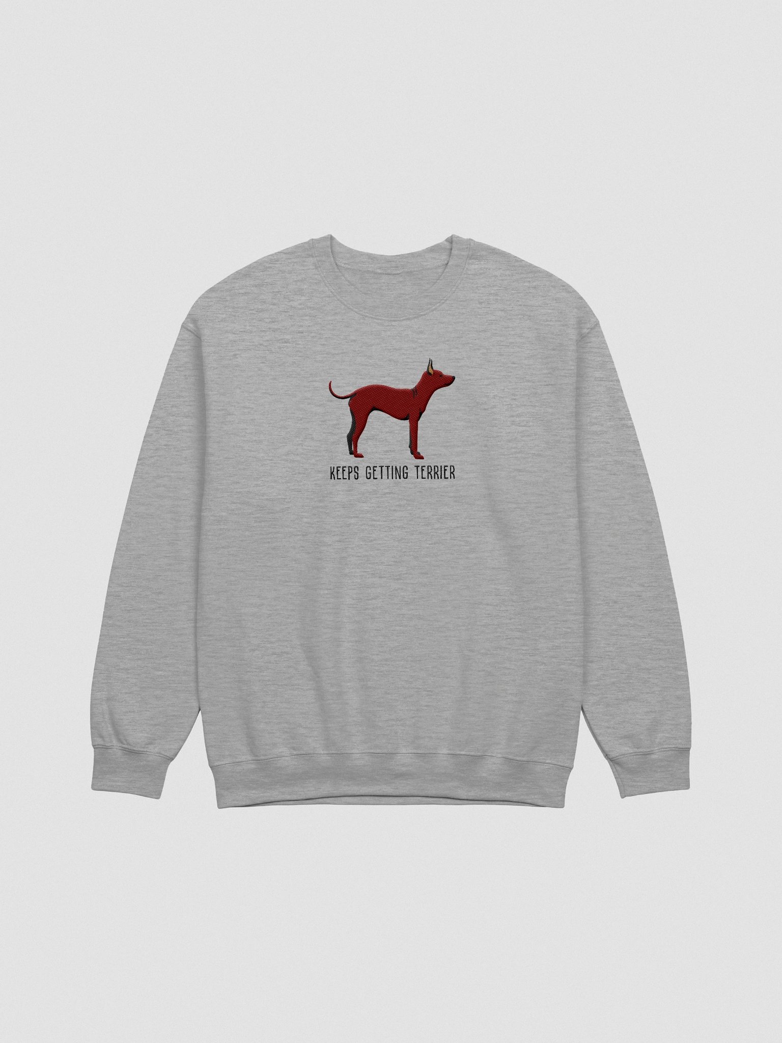 Keeps Getting Terrier Sweatshirt (Embroidered) of an American Hairless Terrier(Chocolate) product image (4)